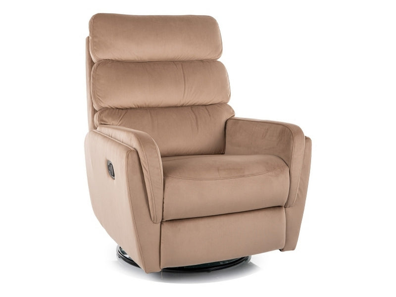 Fotoliu recliner ARGOS, stofa catifelata bej - Bluvel 28, 78x82/162x107 cm