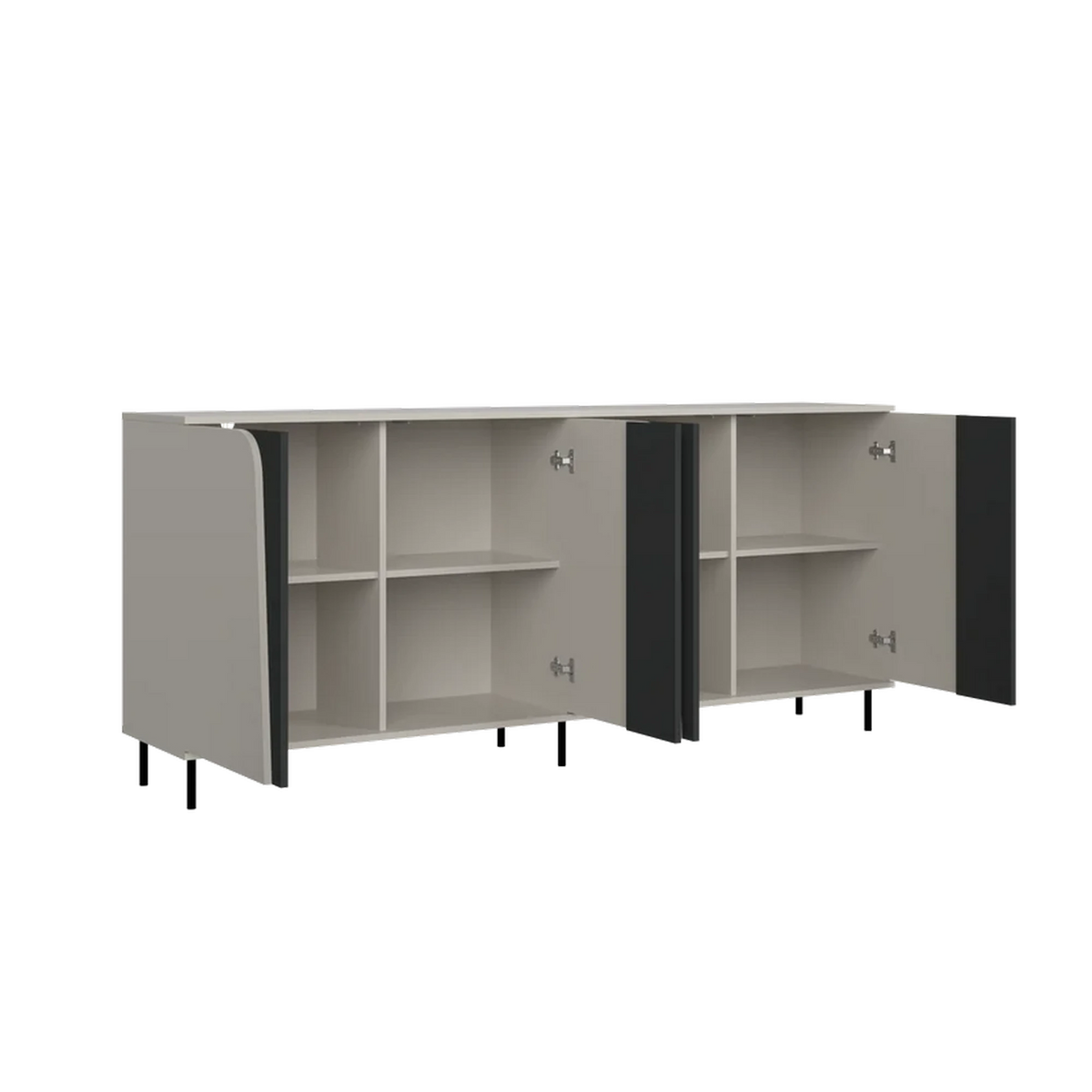 Comoda living ASTORIX, casmir/gri grafit, PAL laminat, 200x40x93 cm