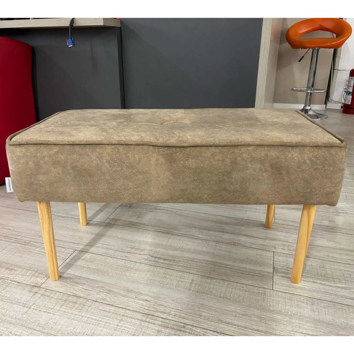 PRODUS RESIGILAT - Bancheta SQUARE, cappuccino, stofa catifelata, 80x40x41 cm