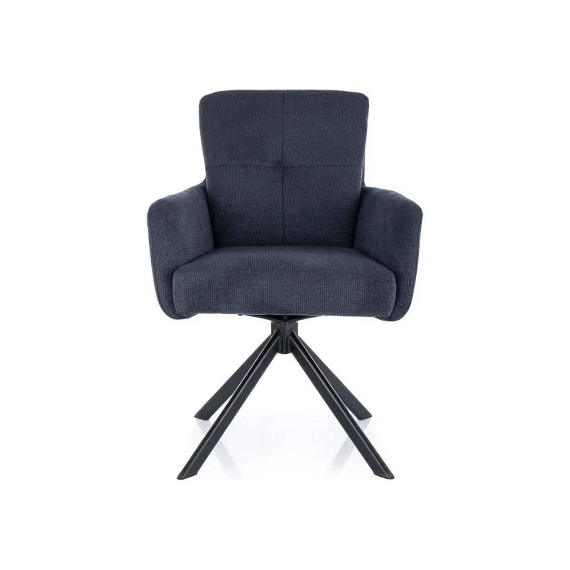 Scaun rotativ BASIL, albastru/negru, stofa clasica - Vardo 89/metal, 61x43x89 cm