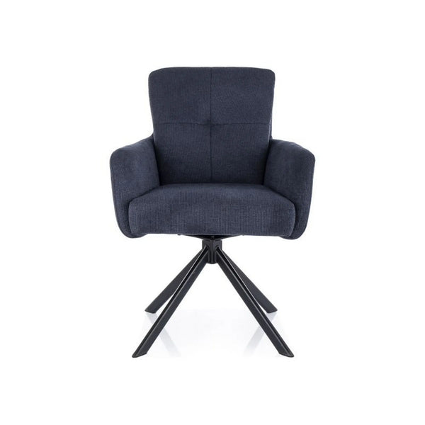 Scaun rotativ BASIL, albastru/negru, stofa clasica - Vardo 89/metal, 61x43x89 cm