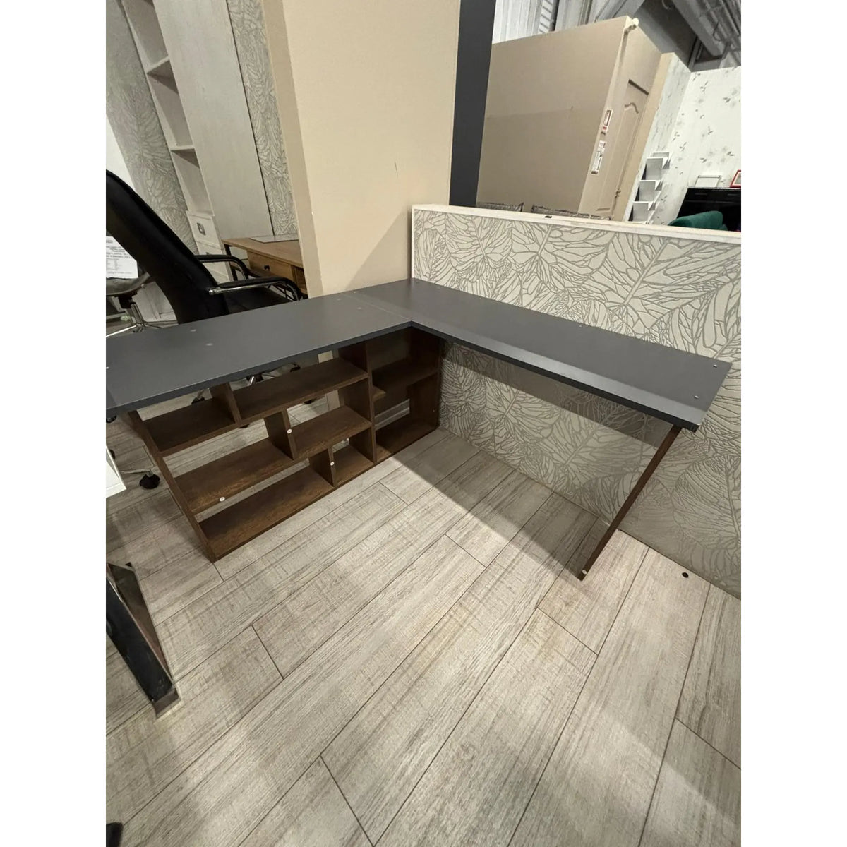 PRODUS RESIGILAT - Birou THEOS, stejar/gri antracit, PAL, 120/129x40x72 cm