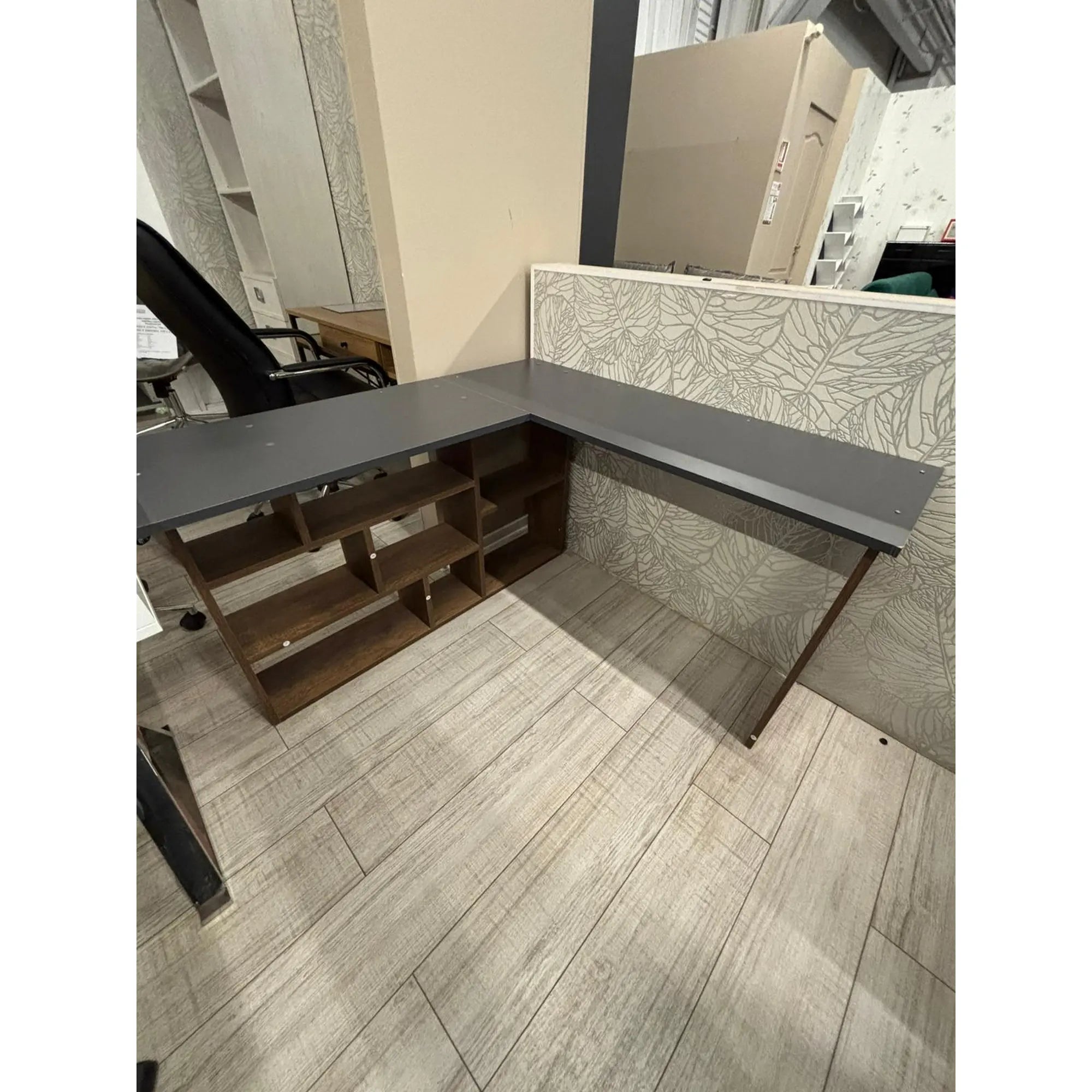 PRODUS RESIGILAT - Birou THEOS, stejar/gri antracit, PAL, 120/129x40x72 cm