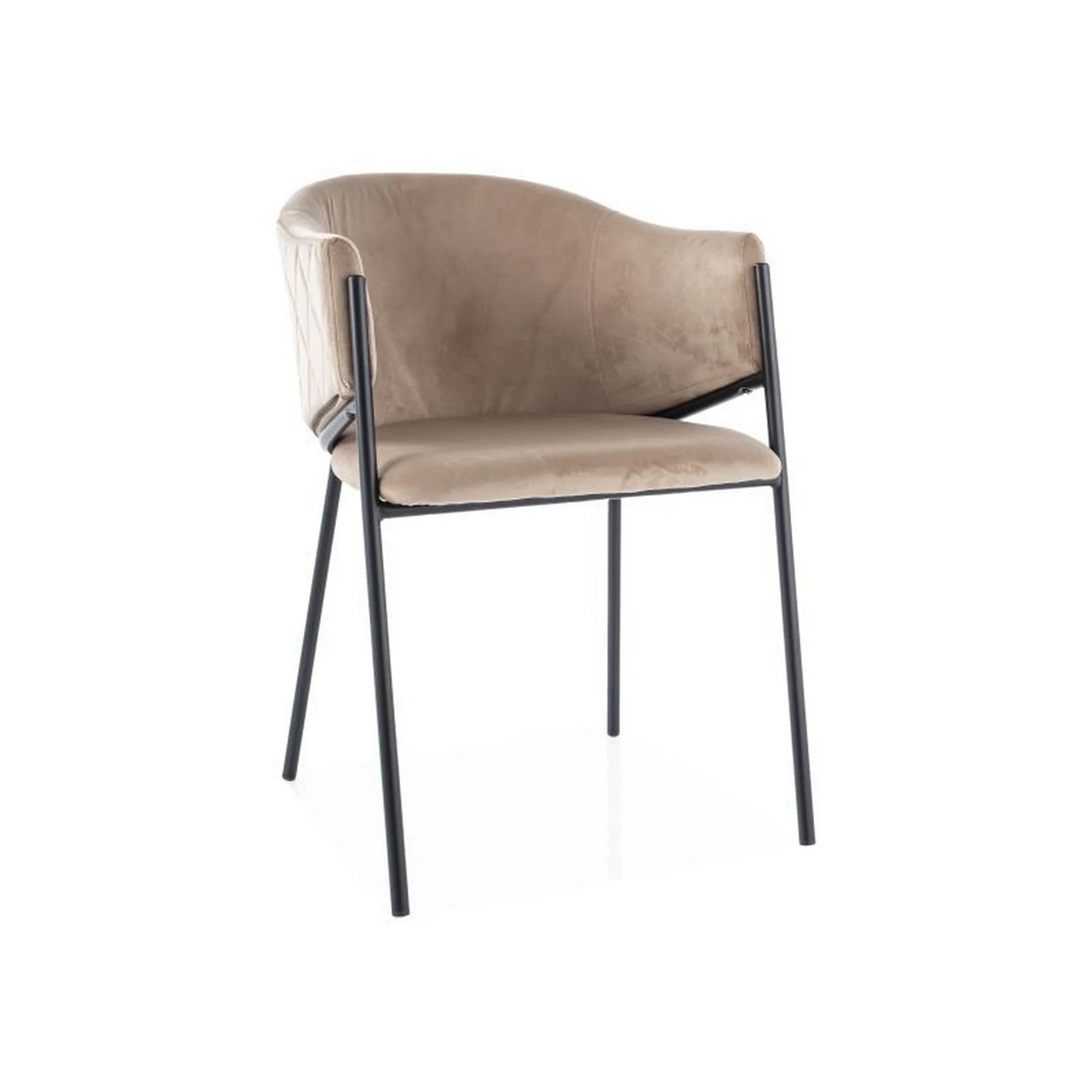 Scaun BONO, bej/negru, stofa catifelata/metal, 55x44x77 cm