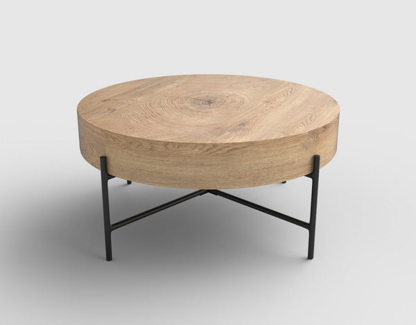 Masuta cafea BROOKLYN, stejar natural/negru, 80x80x37 cm