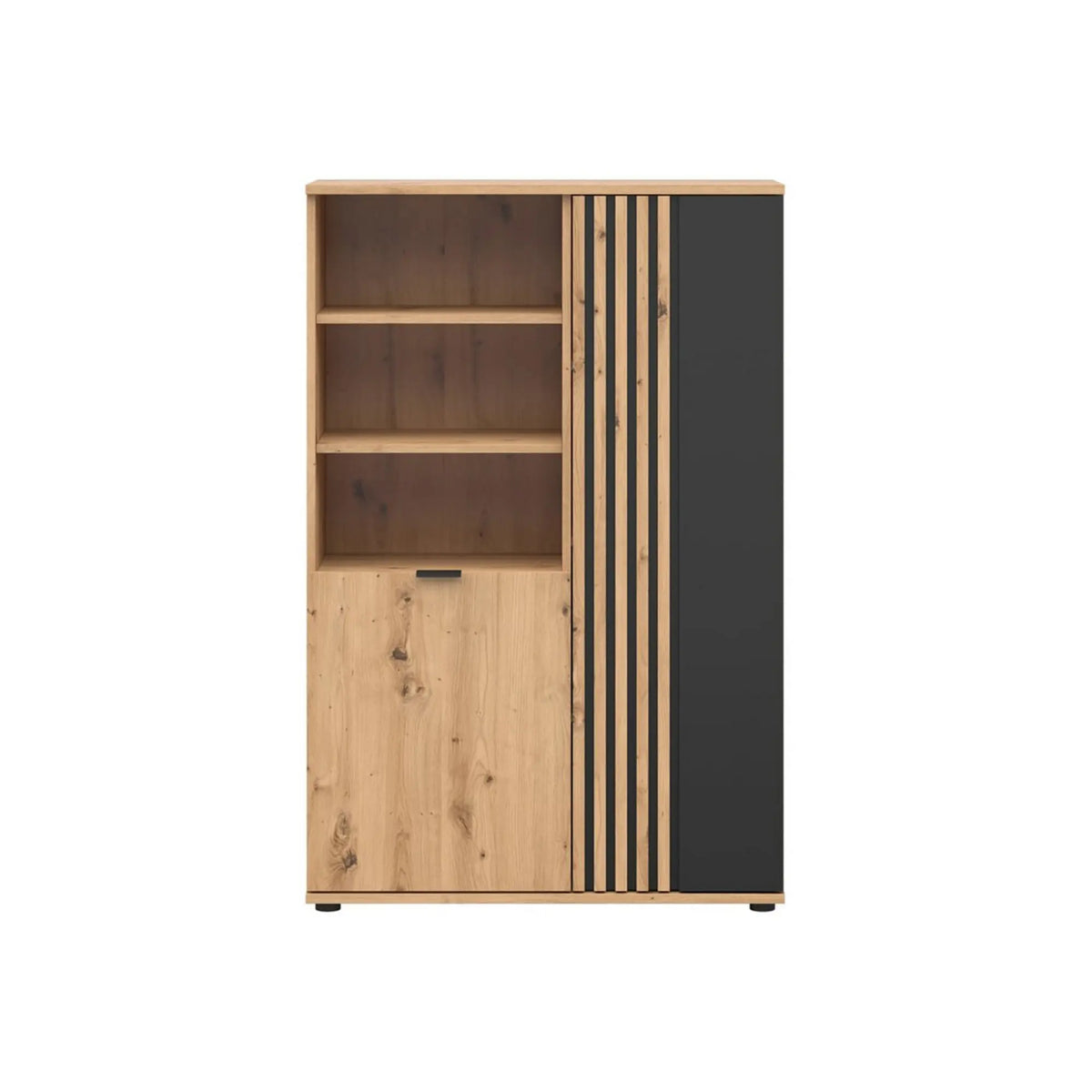 Bibliotecă VABRES, stejar artisan/negru, PAL, 90x40x137 cm