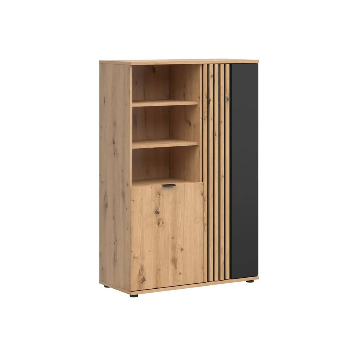 Bibliotecă VABRES, stejar artisan/negru, PAL, 90x40x137 cm