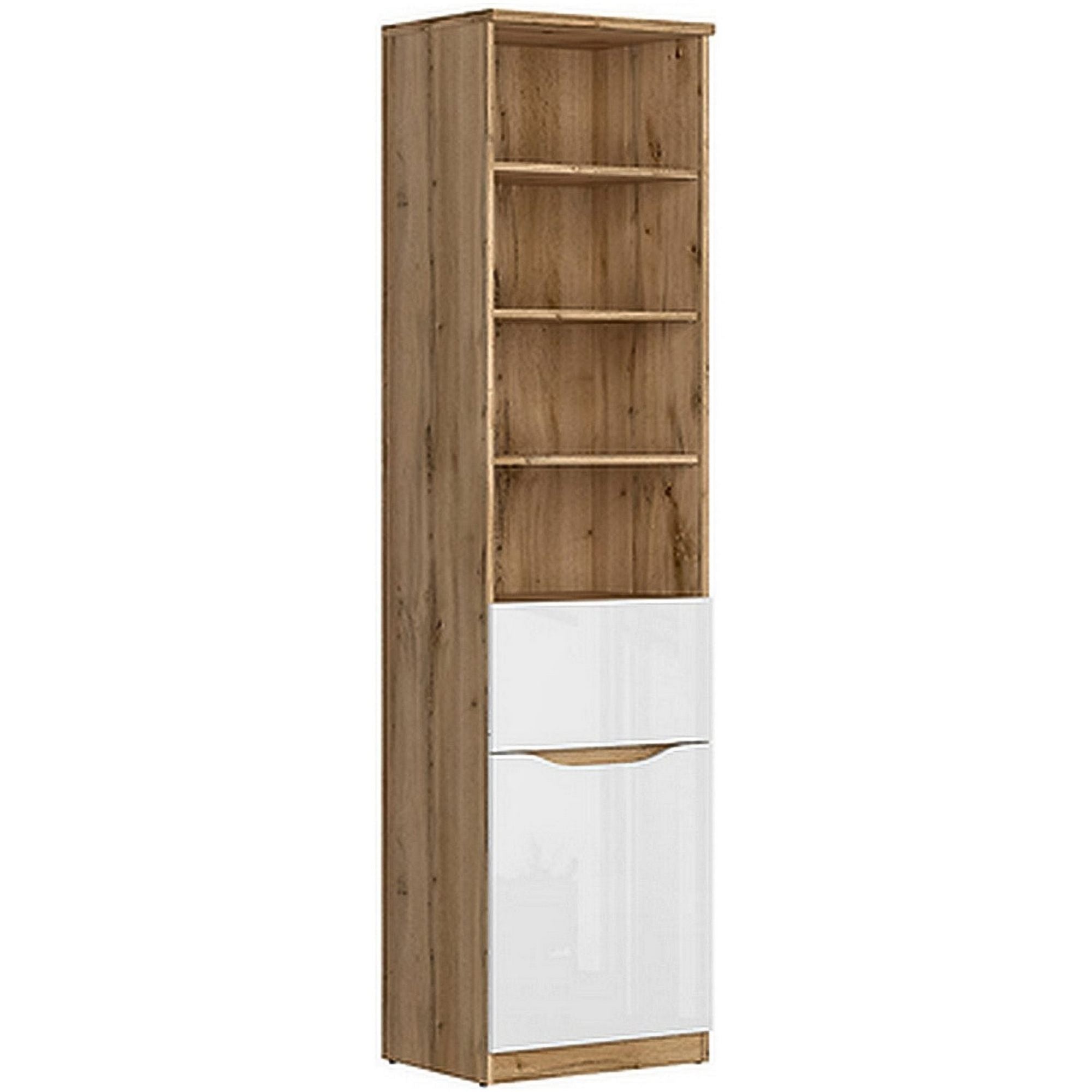 Biblioteca NUIS, stejar/alb, 50x40x198 cm