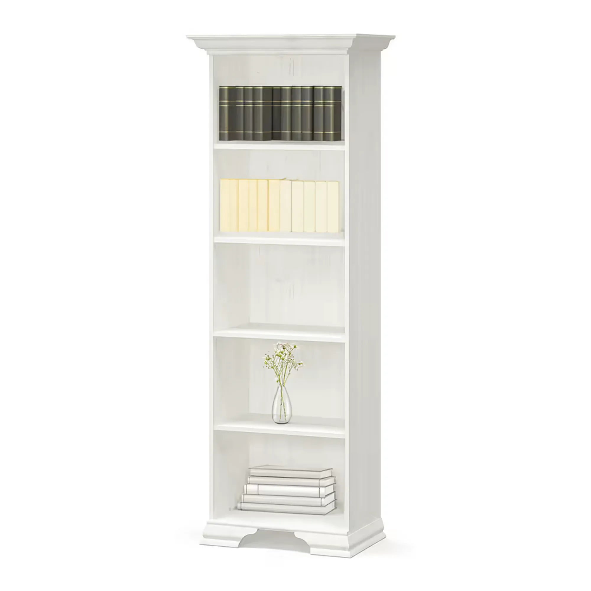 Biblioteca pentru living IRYS, pin alb anderson, PAL laminat, 70x43x198 cm