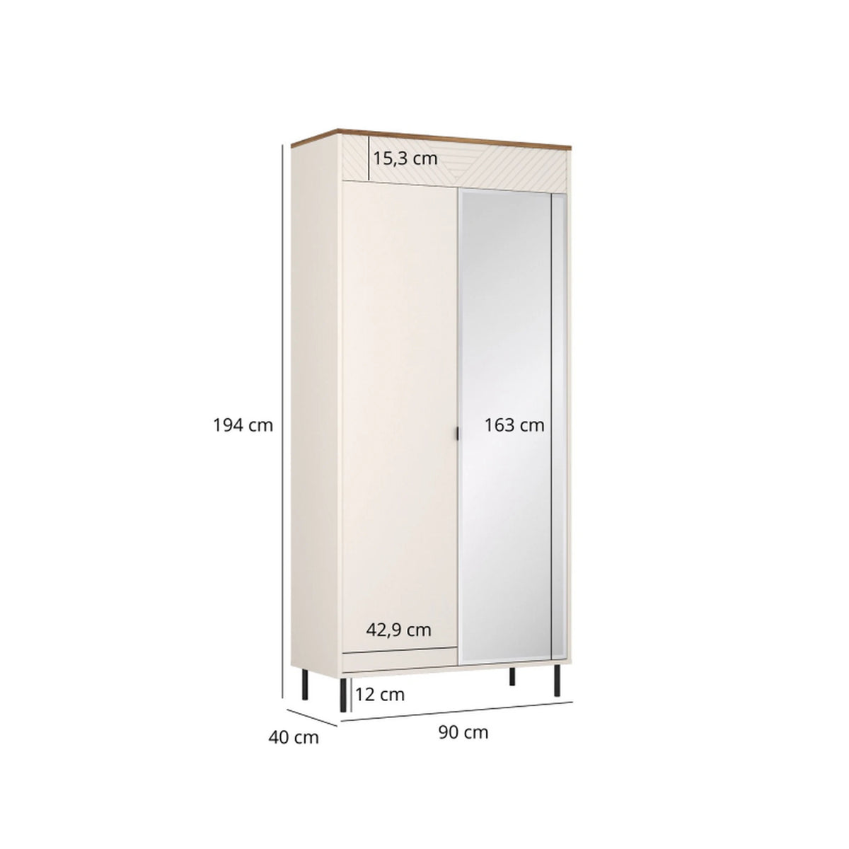 Dulap in doua usi EVO, casmir/stejar, PAL laminat, 90x40x194 cm