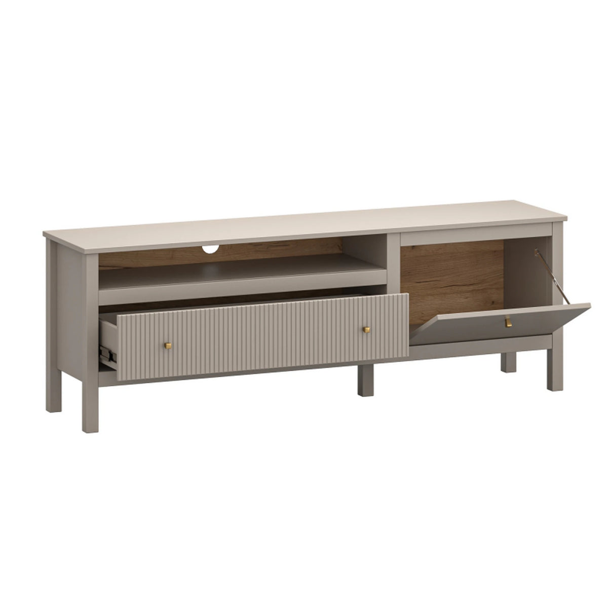 Comoda TV KLEO, taupe, PAL laminat, 160x37x55 cm