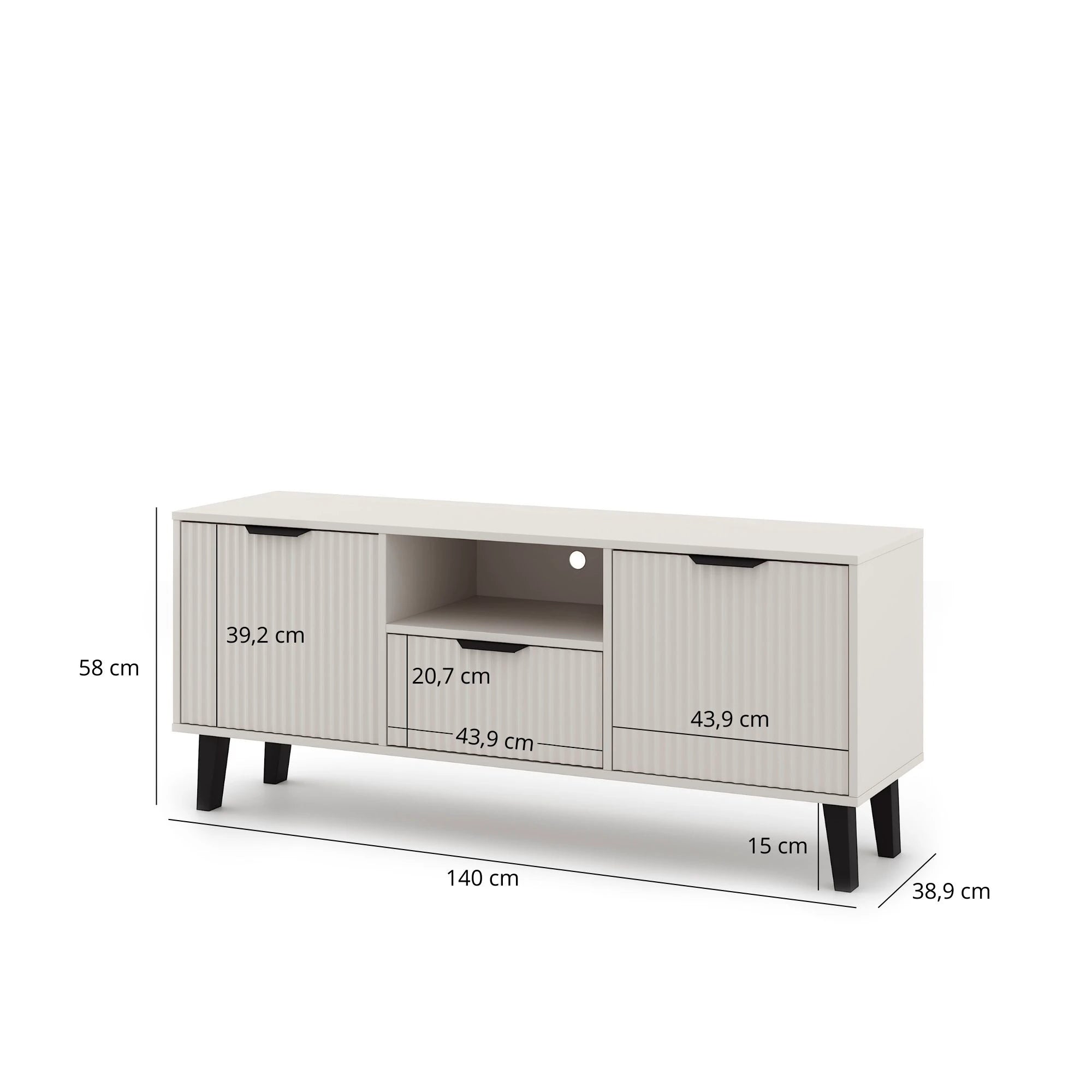 Comoda tv eleganta BORG, casmir, PAL laminat, 140x39x58 cm