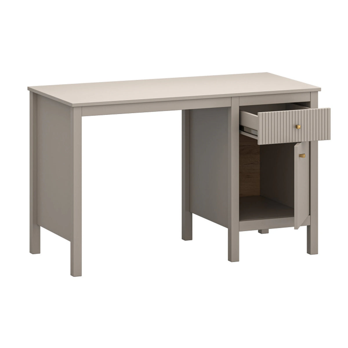 Birou cu picioare KLEO, taupe, PAL laminat, 120x56x75 cm
