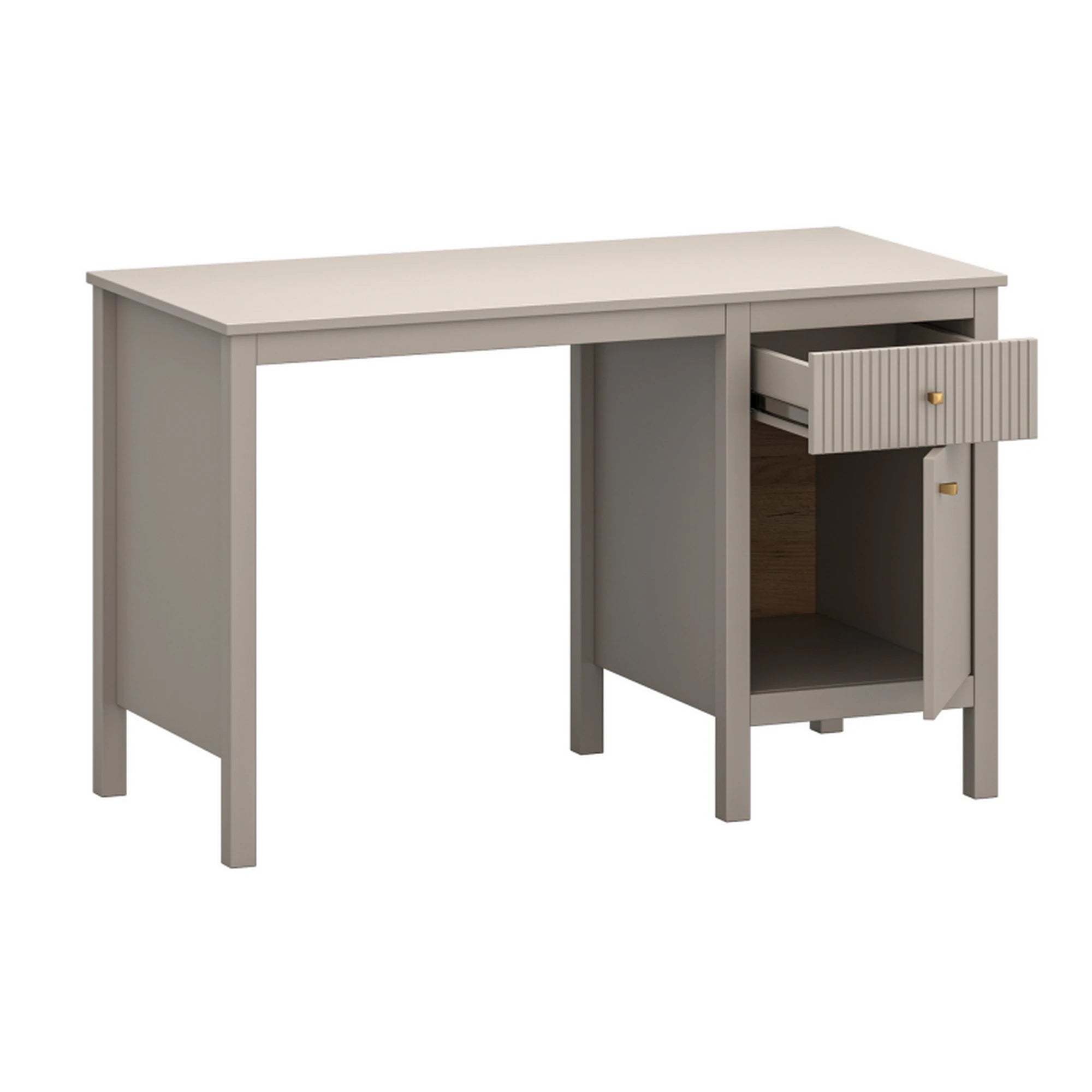 Birou cu picioare KLEO, taupe, PAL laminat, 120x56x75 cm