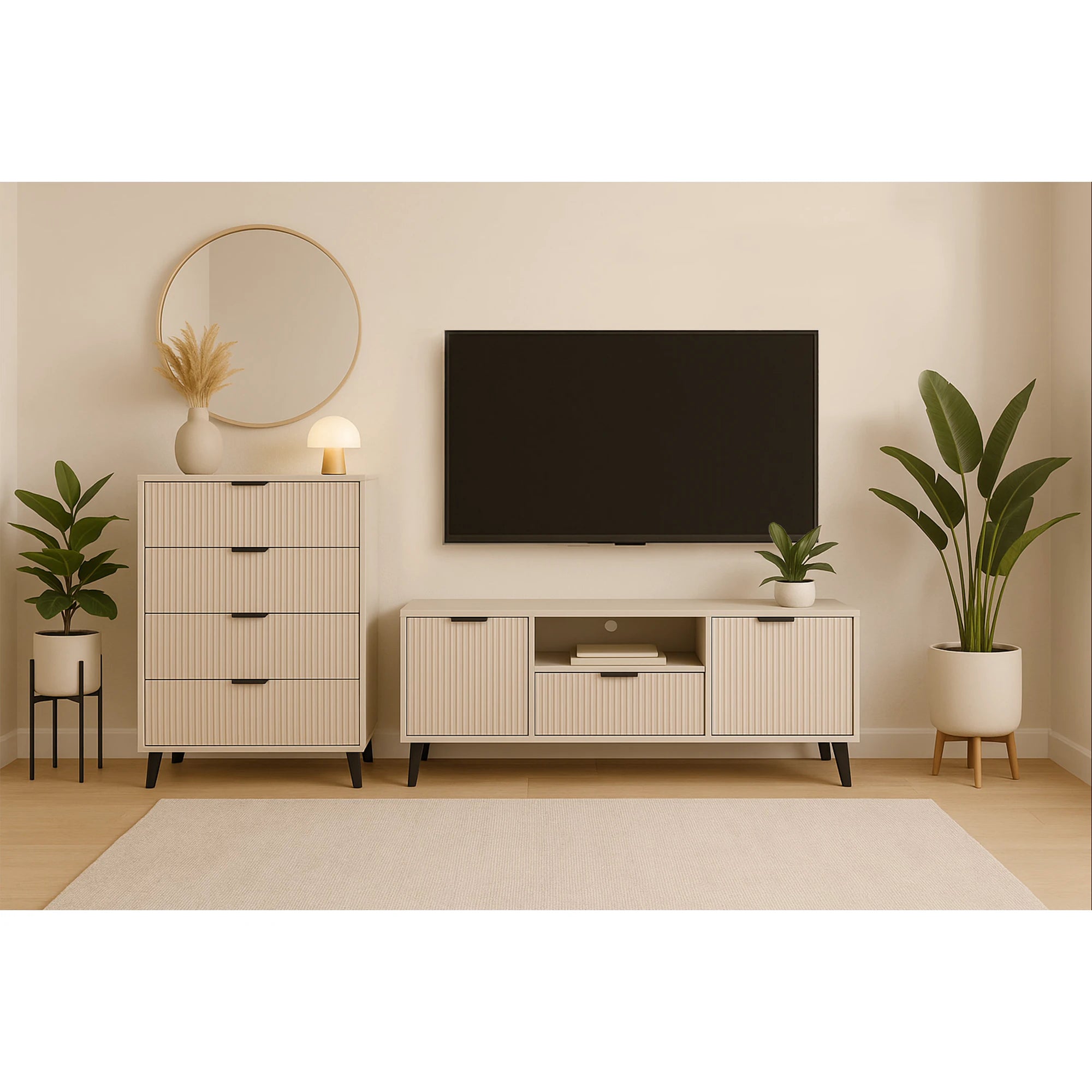 Comoda cu sertare inalta BORG, casmir, PAL laminat, 70x39x103 cm