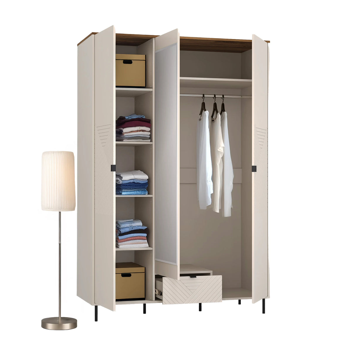 Dulap dormitor oglinda EVO, casmir/stejar, PAL laminat, 139x60x210 cm