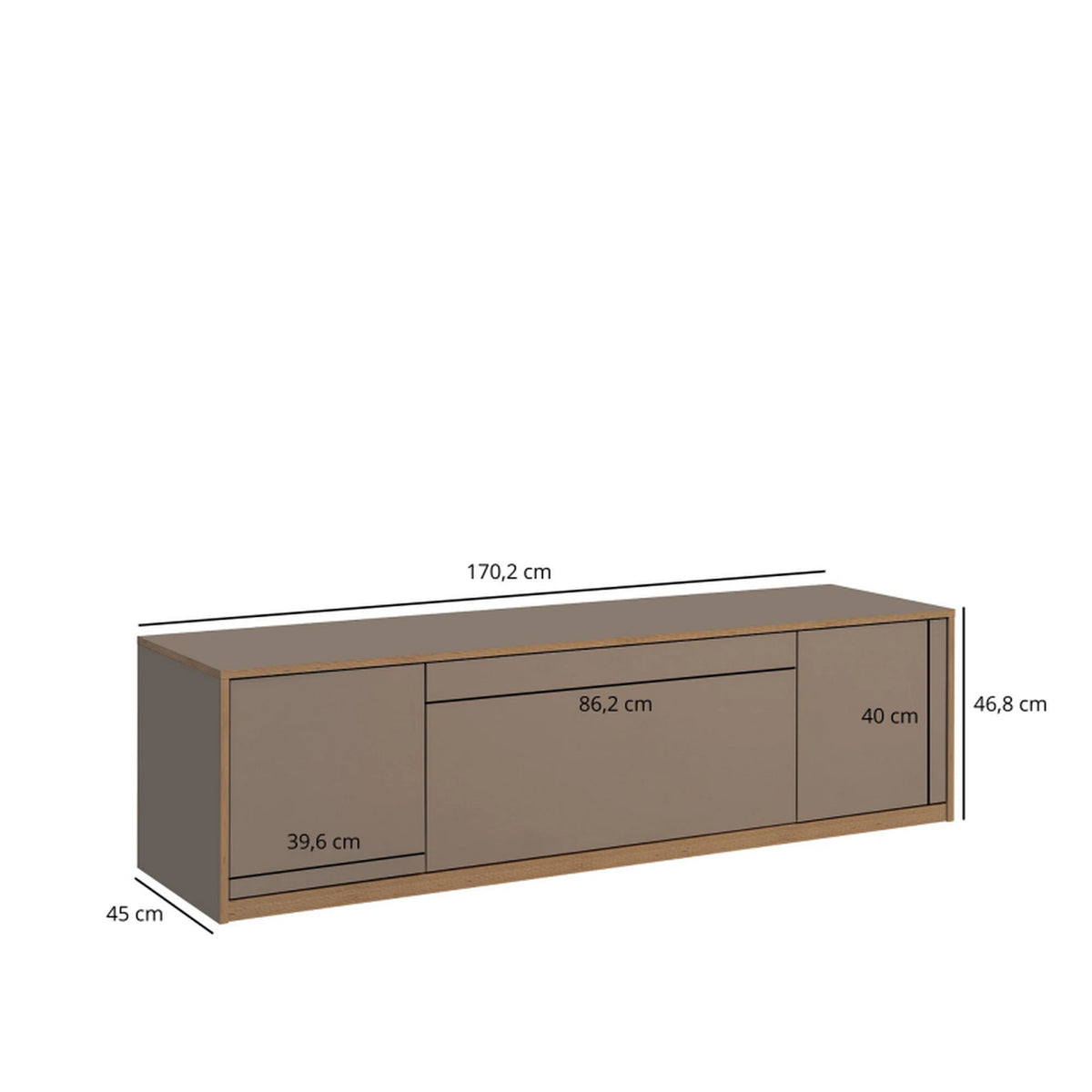 Comoda tv sufragerie COMPLEX, gri, PAL laminat, 170x45x47 cm