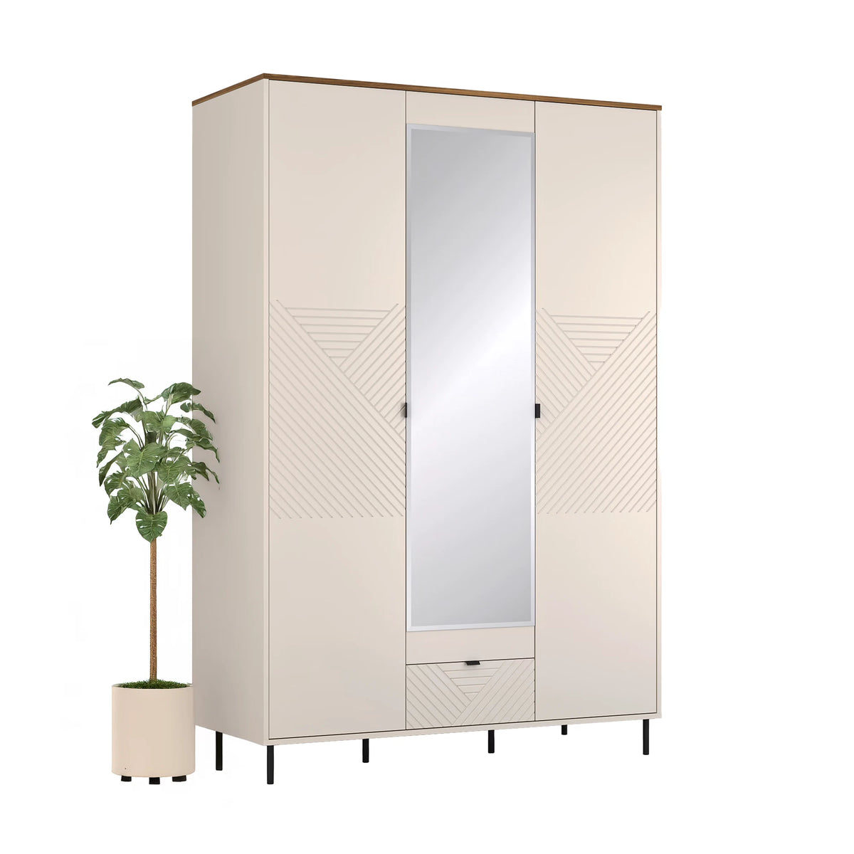 Dulap dormitor oglinda EVO, casmir/stejar, PAL laminat, 139x60x210 cm