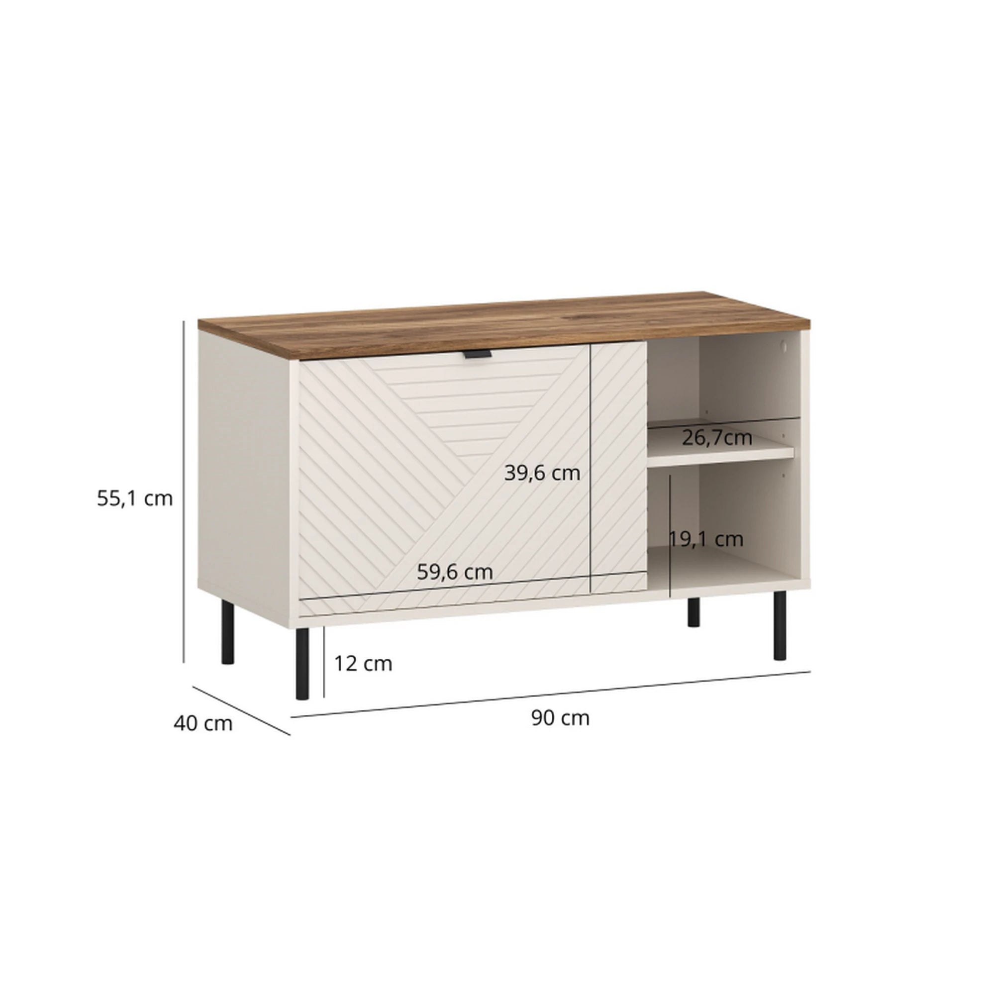 Dulap incaltari EVO, casmir/stejar, PAL laminat, 90x40x55 cm