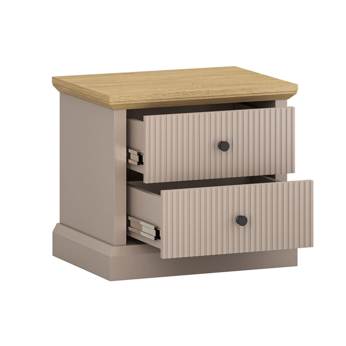 Noptiera de dormitor IDELLO, taupe/stejar, PAL, 53x39x48 cm