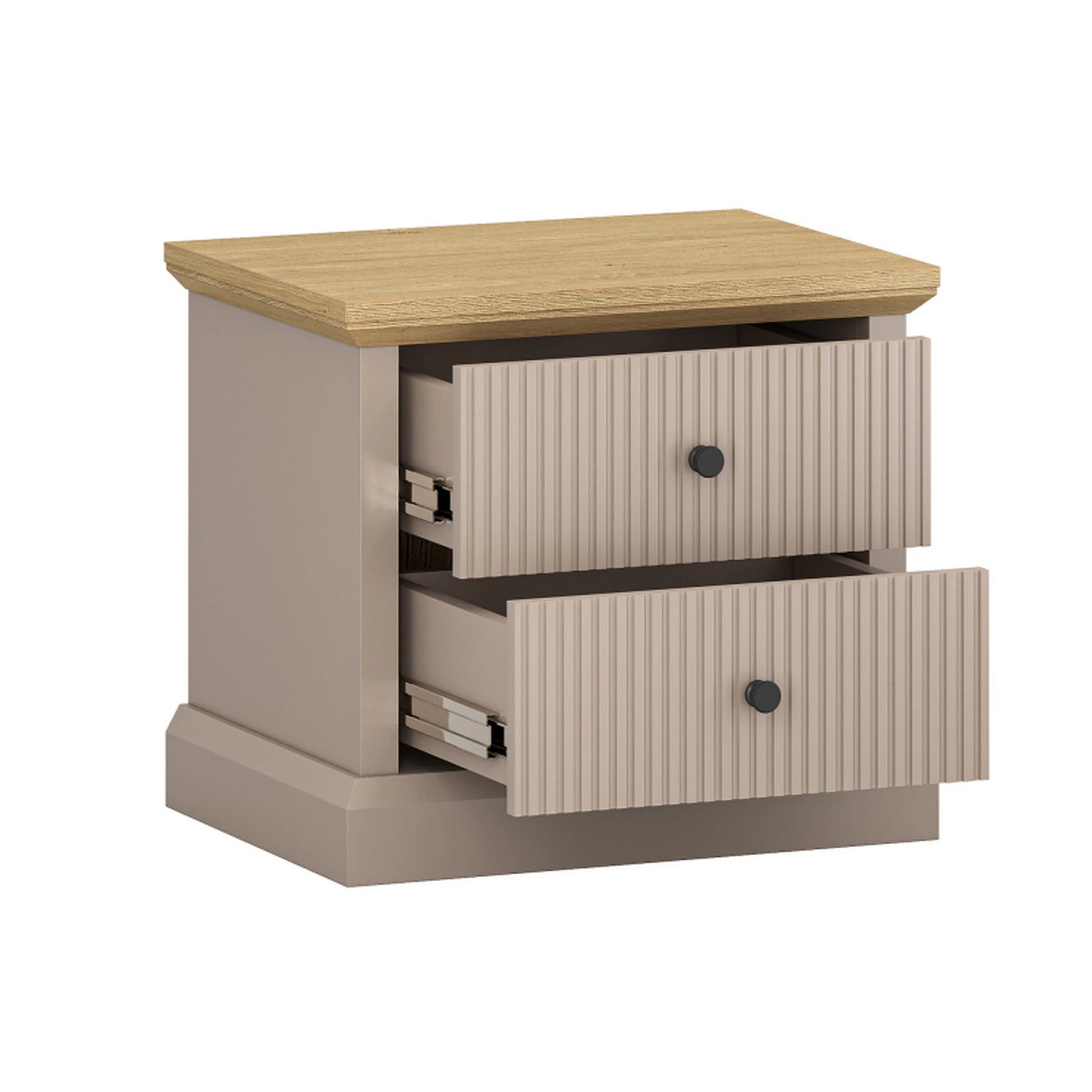 Noptiera de dormitor IDELLO, taupe/stejar, PAL, 53x39x48 cm
