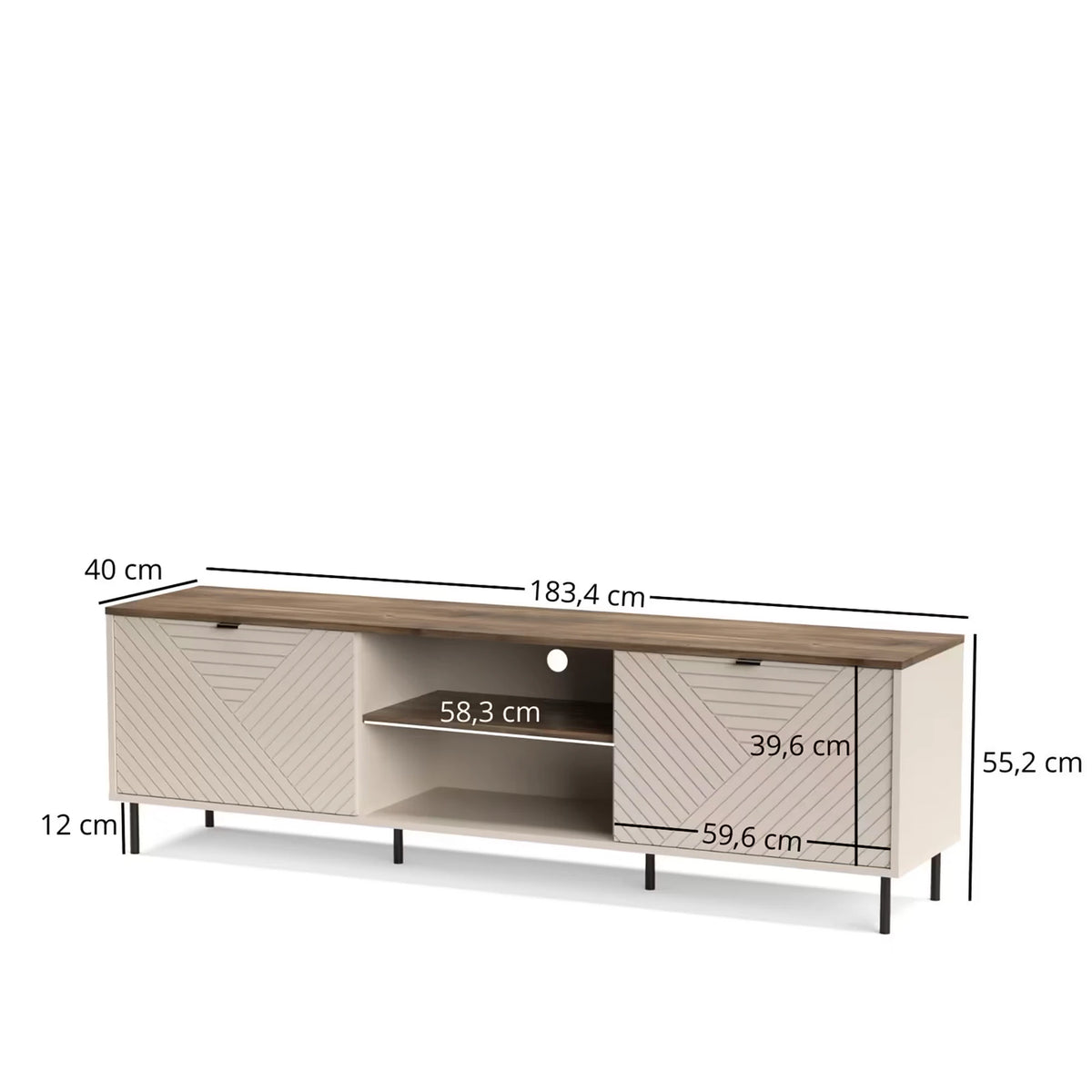 Comoda tv sufragerie EVO, casmir/stejar, PAL laminat, 183x40x55 cm