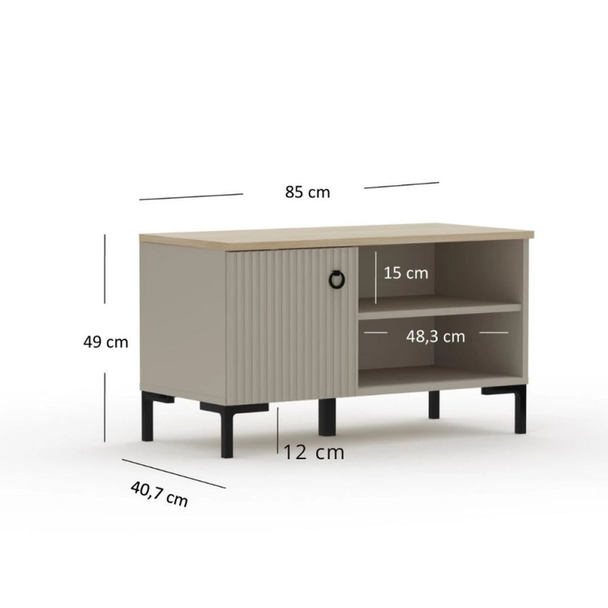 Pantofar de hol DOMINICA, grej/stejar, PAL laminat, 85x41x49 cm