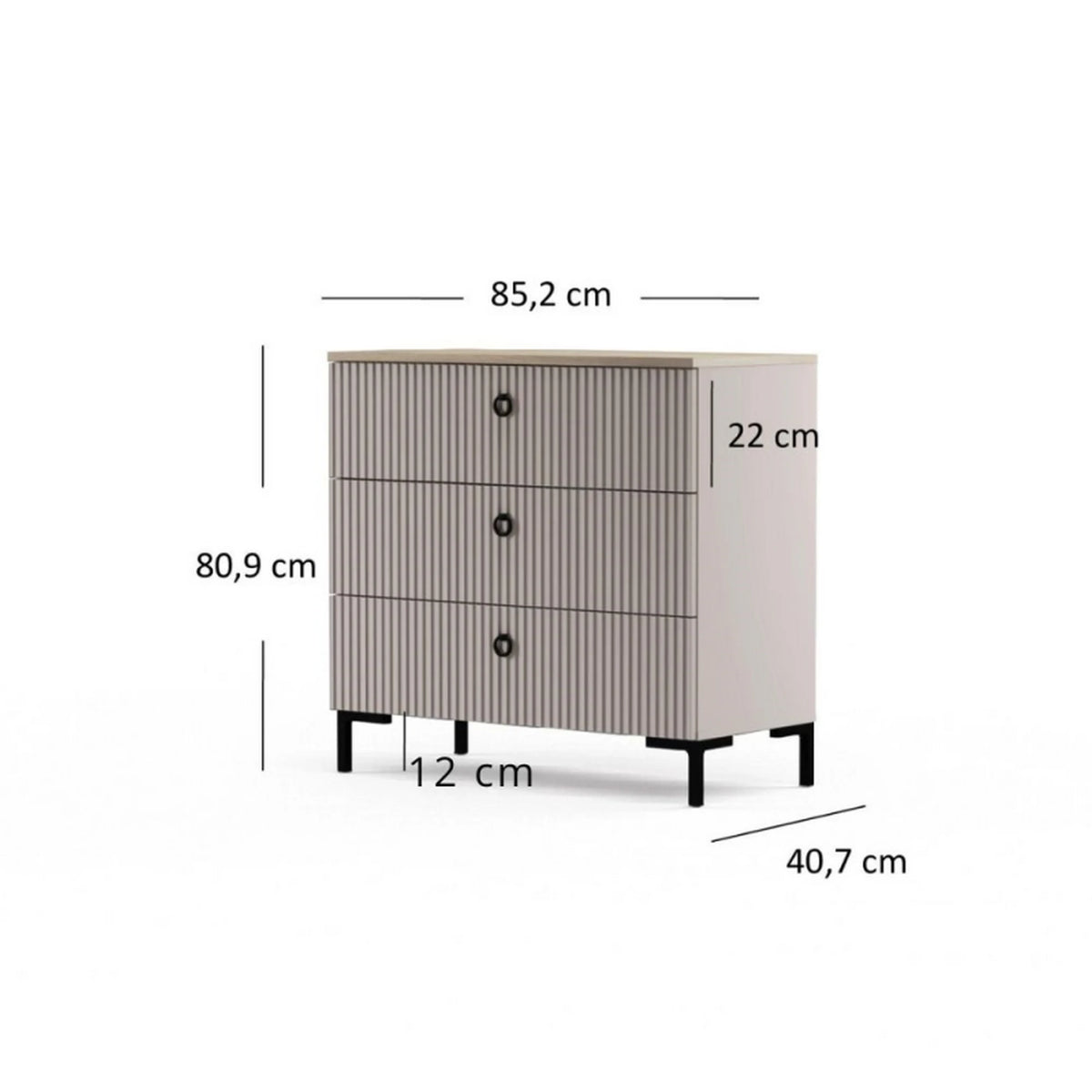 Comoda dormitor moderna DOMINICA, grej/stejar, PAL laminat, 86x41x81 cm