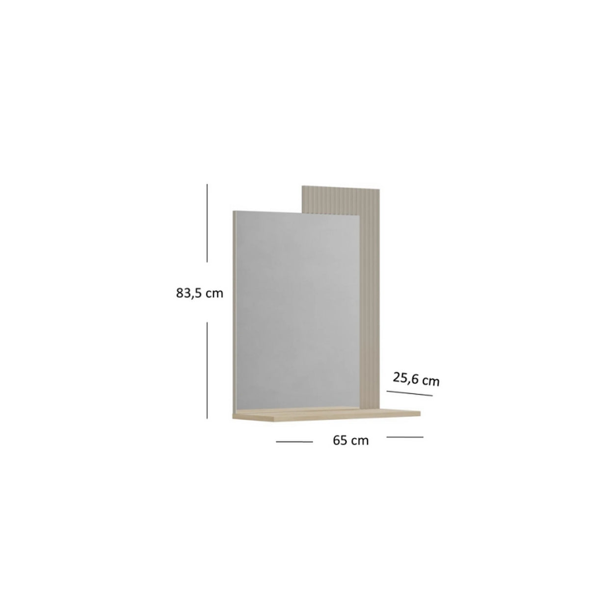 Oglinda de perete hol DOMINICA, grej/stejar, PAL laminat, 65x26x84 cm