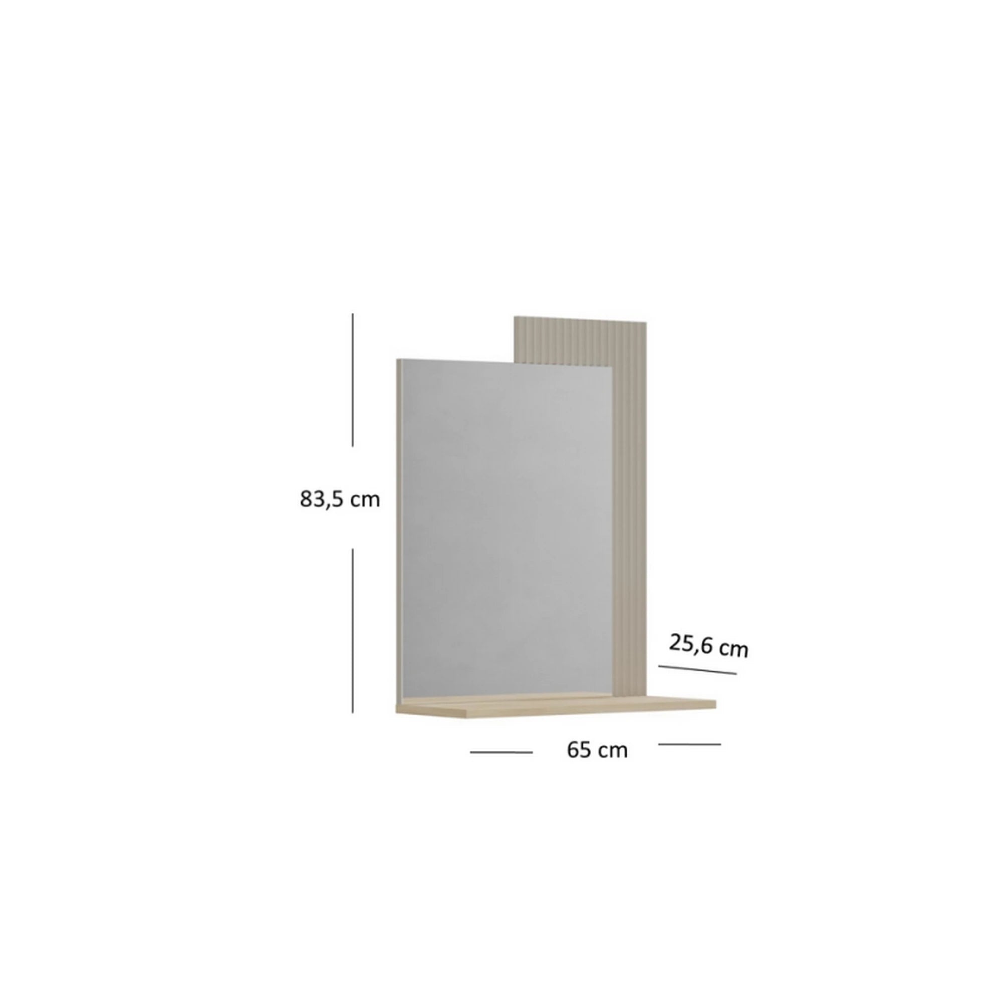 Oglinda de perete hol DOMINICA, grej/stejar, PAL laminat, 65x26x84 cm