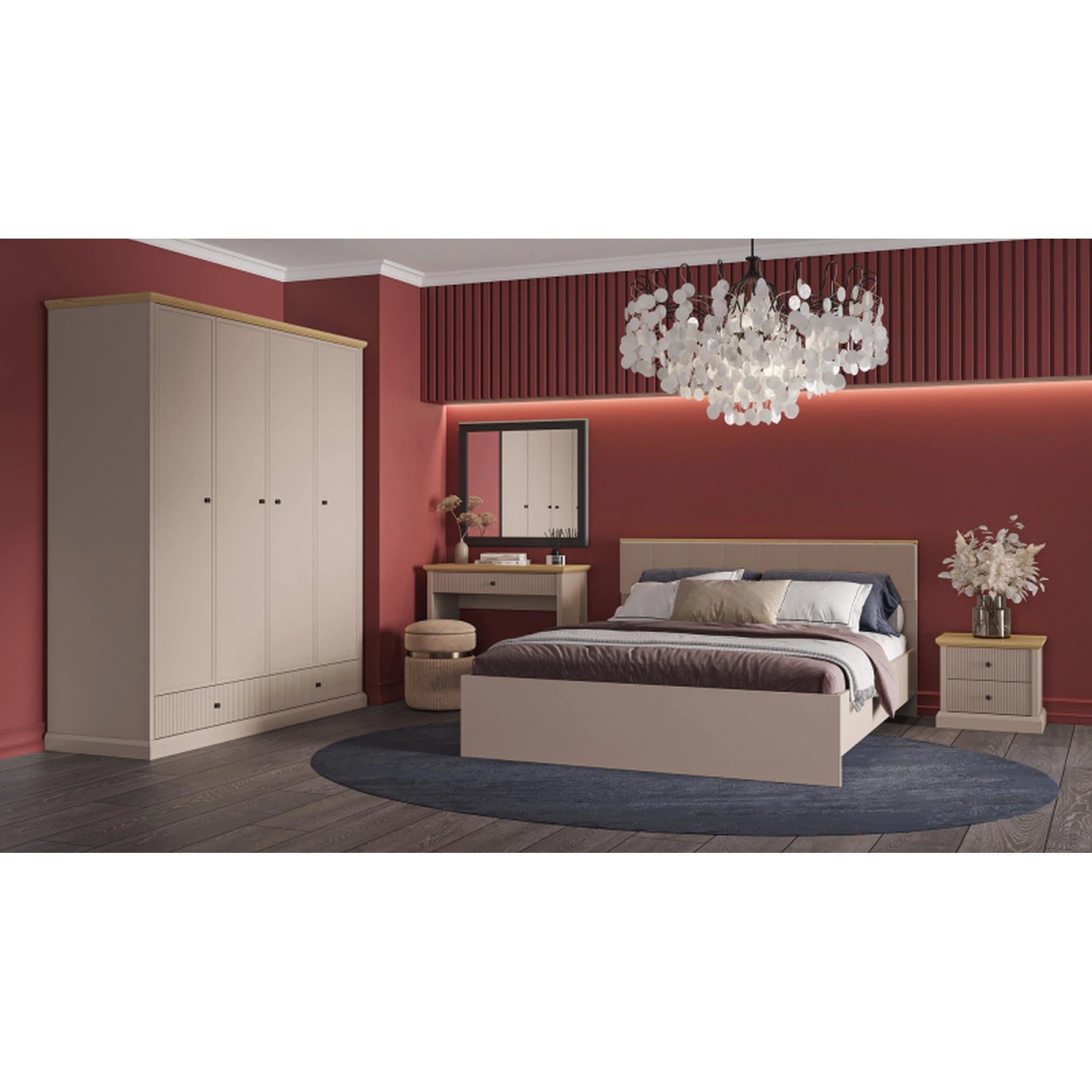 Noptiera de dormitor IDELLO, taupe/stejar, PAL, 53x39x48 cm