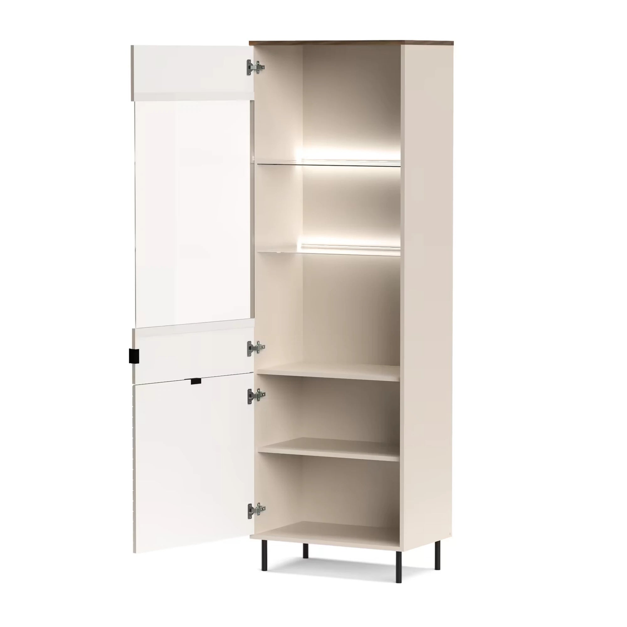 Vitrina living EVO, casmir, PAL laminat, cu iluminare LED, 64x40x195 cm