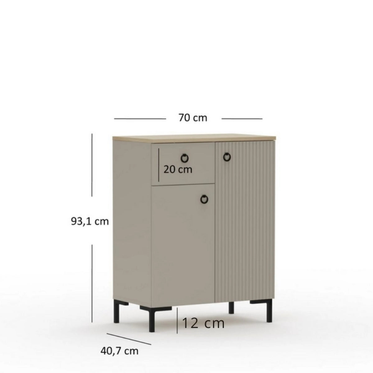Comoda DOMINICA, grej/stejar, PAL laminat, 70x41x93 cm