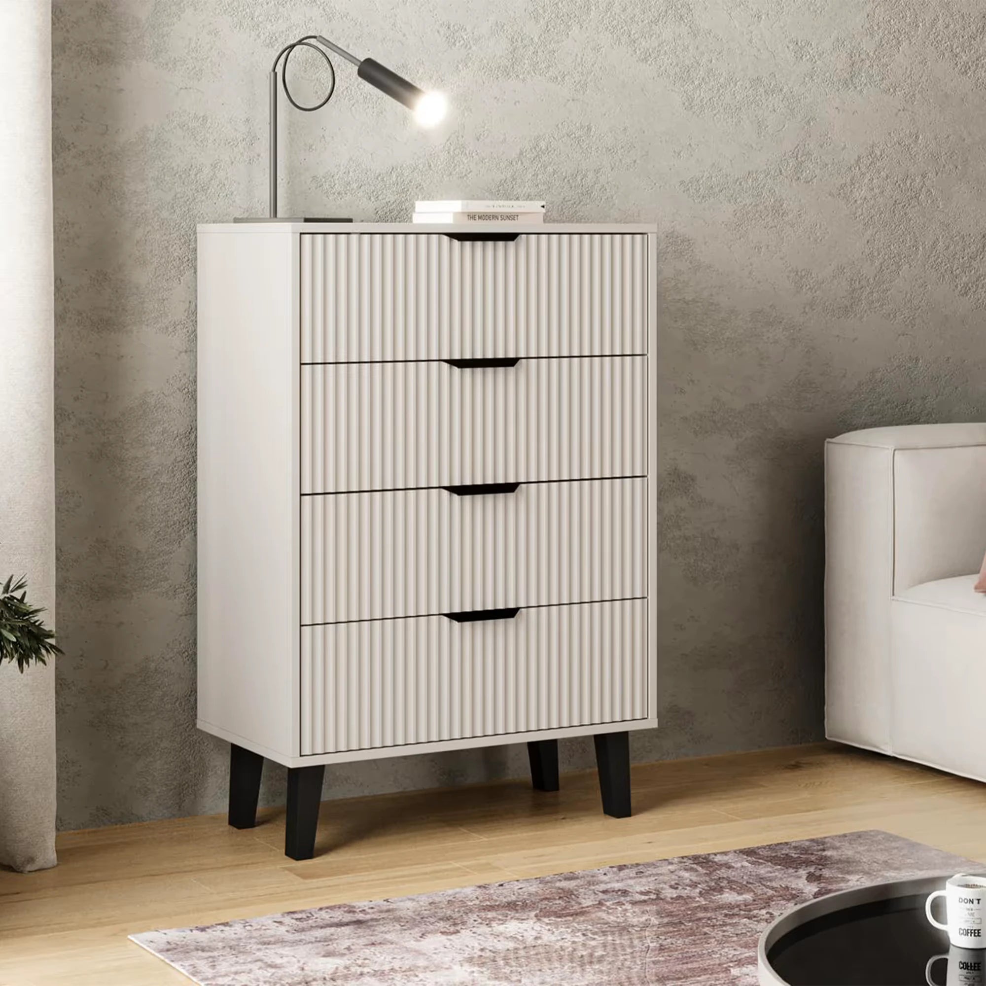 Comoda cu sertare inalta BORG, casmir, PAL laminat, 70x39x103 cm