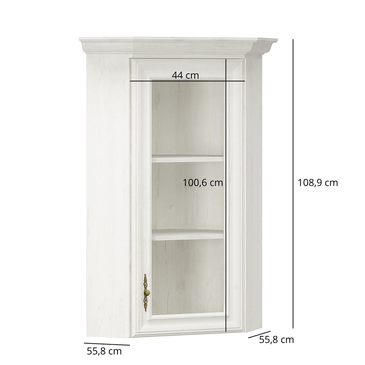 Vitrina suspendata living IRYS, pin alb anderson, PAL laminat, 56x56x109 cm