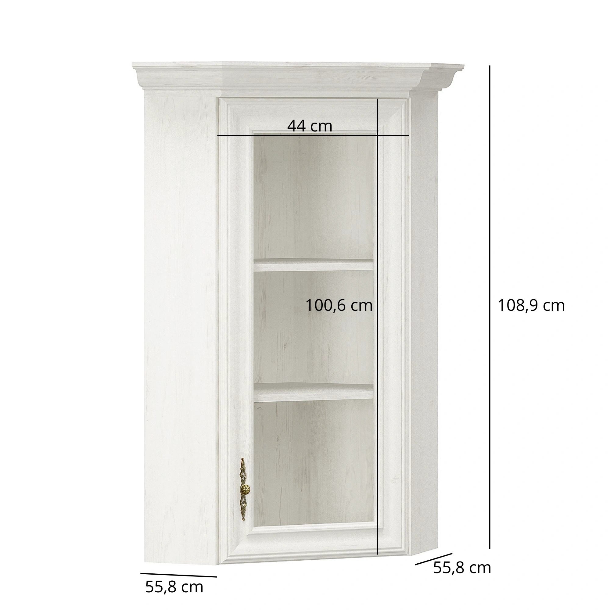 Vitrina suspendata living IRYS, pin alb anderson, PAL laminat, 56x56x109 cm