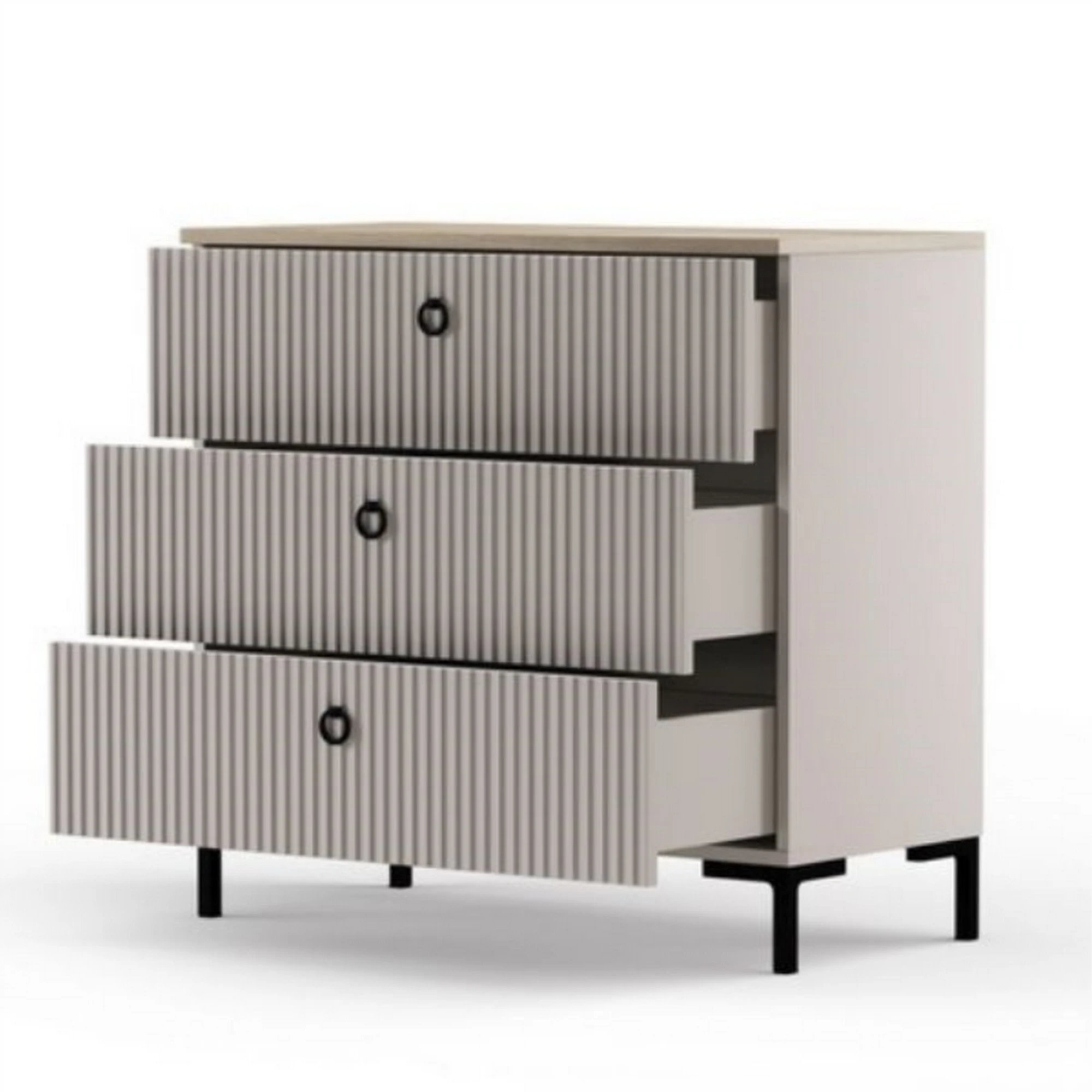Comoda dormitor moderna DOMINICA, grej/stejar, PAL laminat, 86x41x81 cm