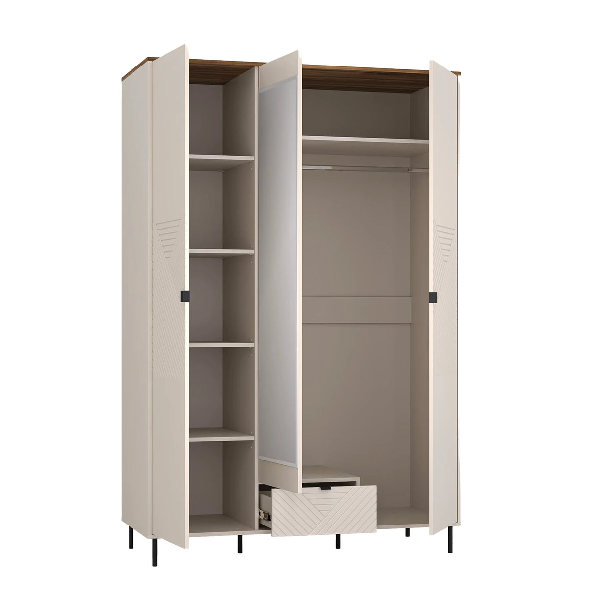 Dulap dormitor oglinda EVO, casmir/stejar, PAL laminat, 139x60x210 cm