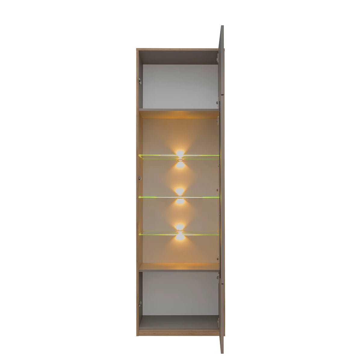 Vitrina pentru living COMPLEX, gri/stejar, PAL laminat, 60x40x196 cm