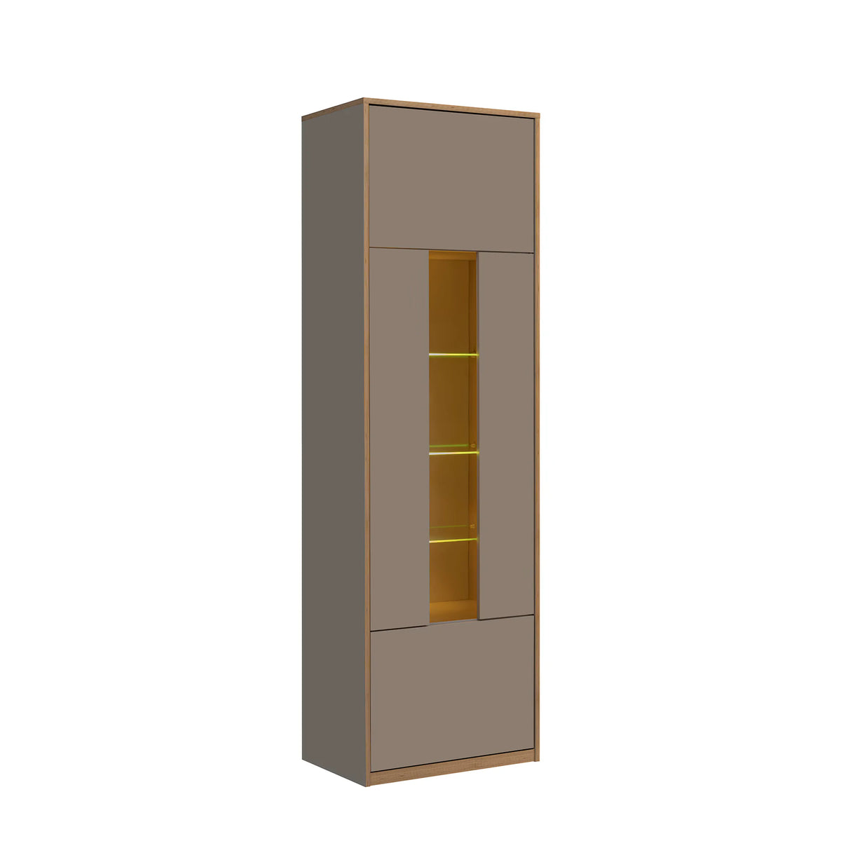 Vitrina pentru living COMPLEX, gri/stejar, PAL laminat, 60x40x196 cm