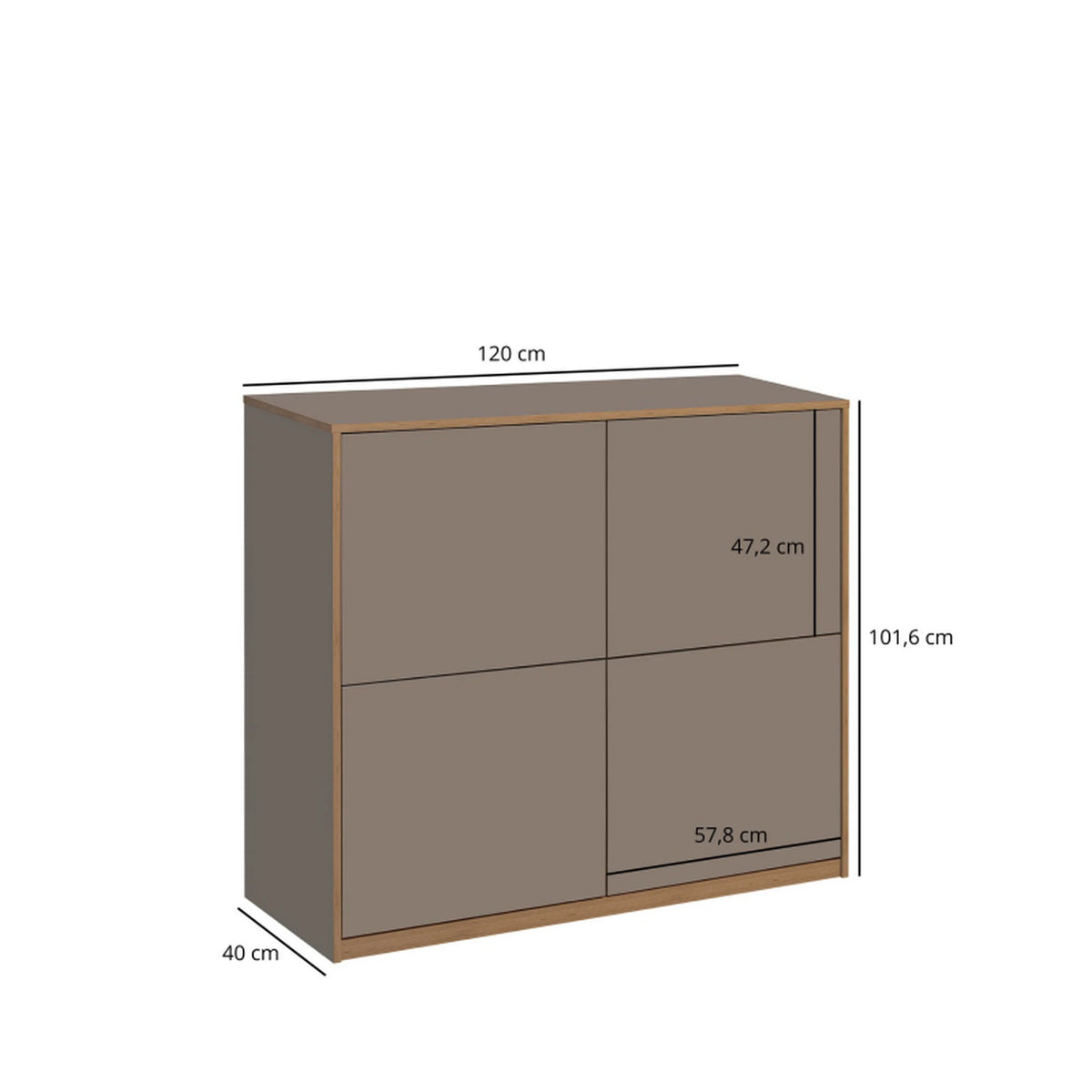 Comoda pentru living COMPLEX, gri, PAL laminat, 120x40x102 cm