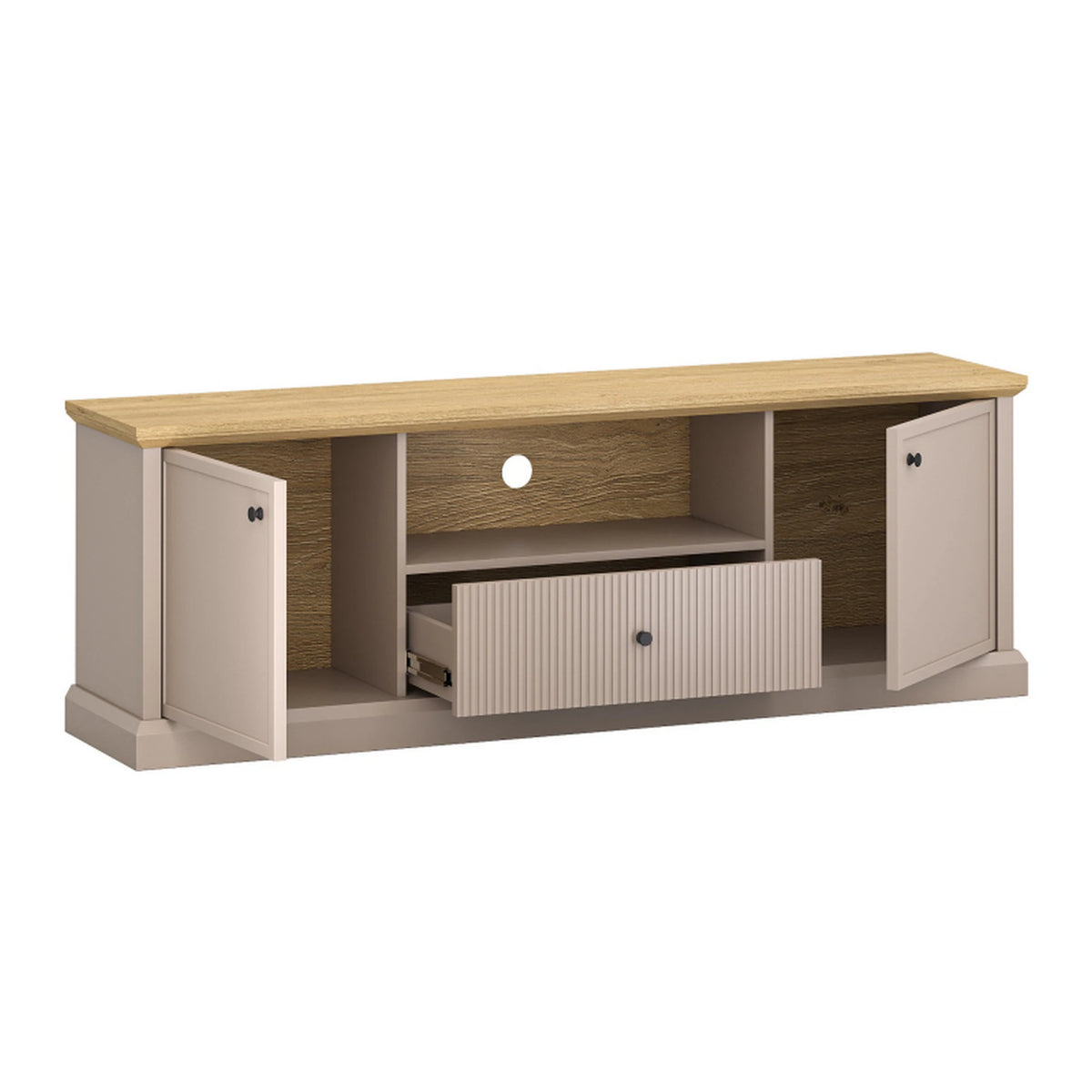 Comoda TV IDELLO, taupe/stejar, PAL, 170x38x60 cm