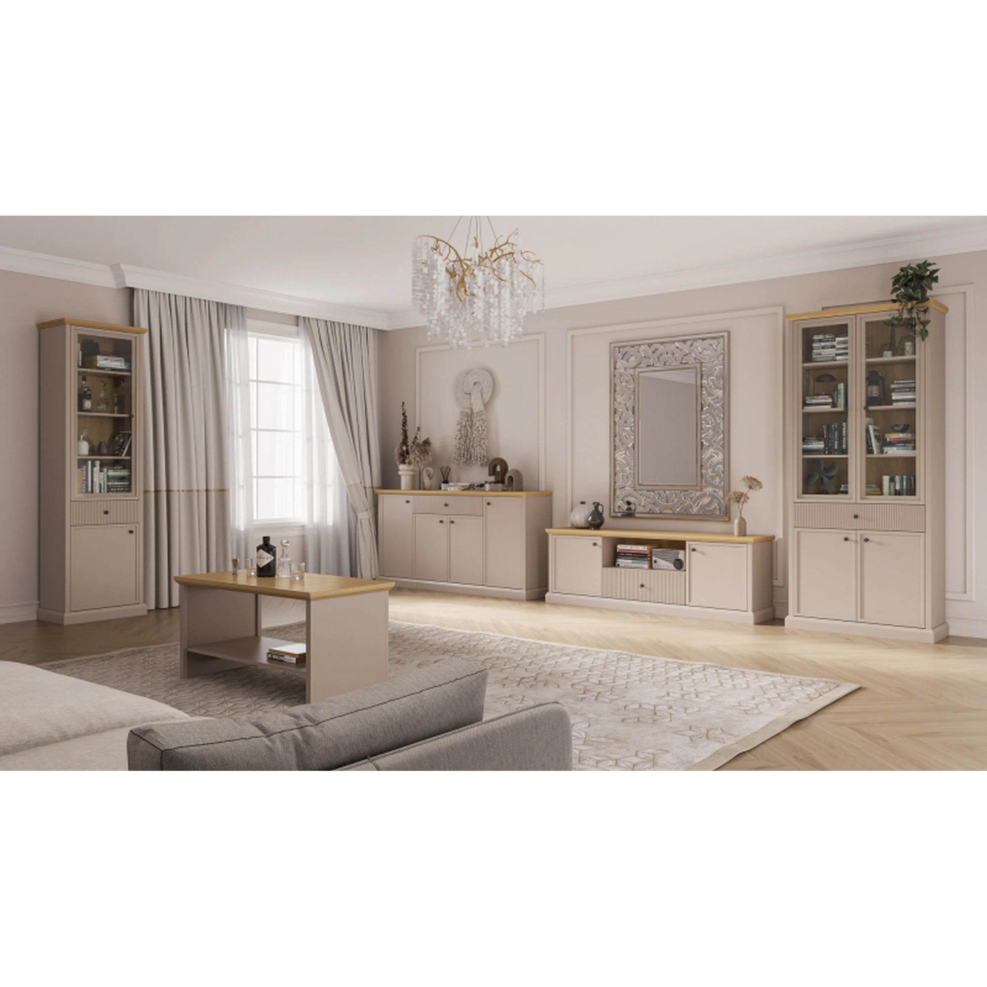 Comoda TV IDELLO, taupe/stejar, PAL, 170x38x60 cm