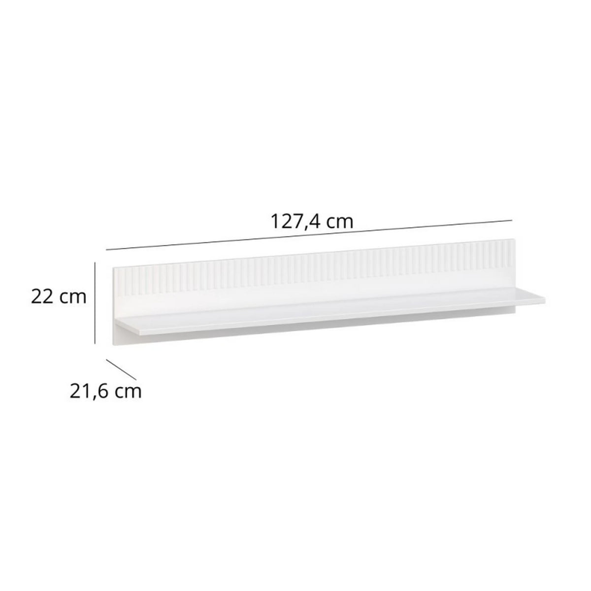 Polita sufragerie VELUTTO, alb, PAL, 127x22x22 cm