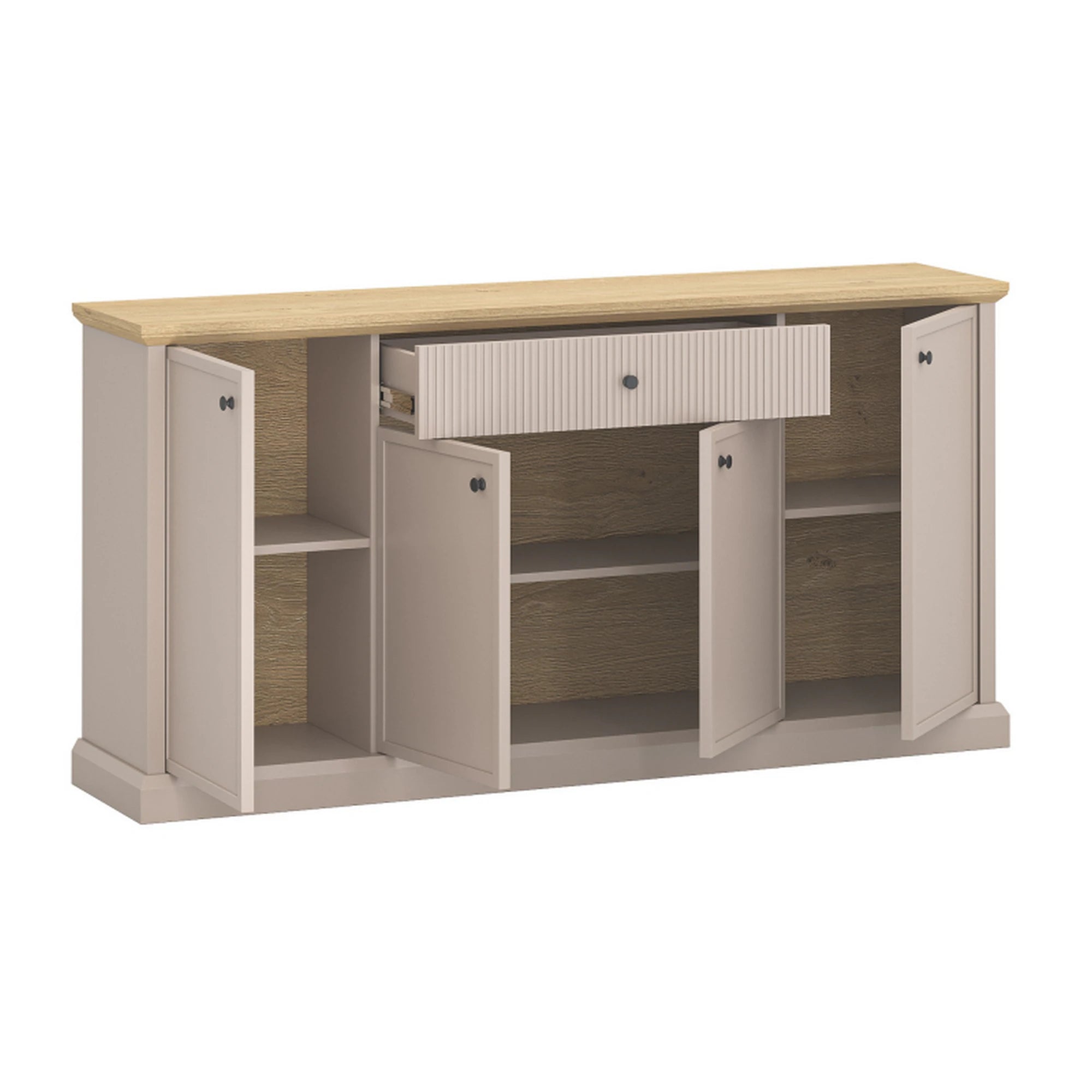 Comoda moderna living IDELLO, taupe/stejar, PAL, 172x39x89 cm