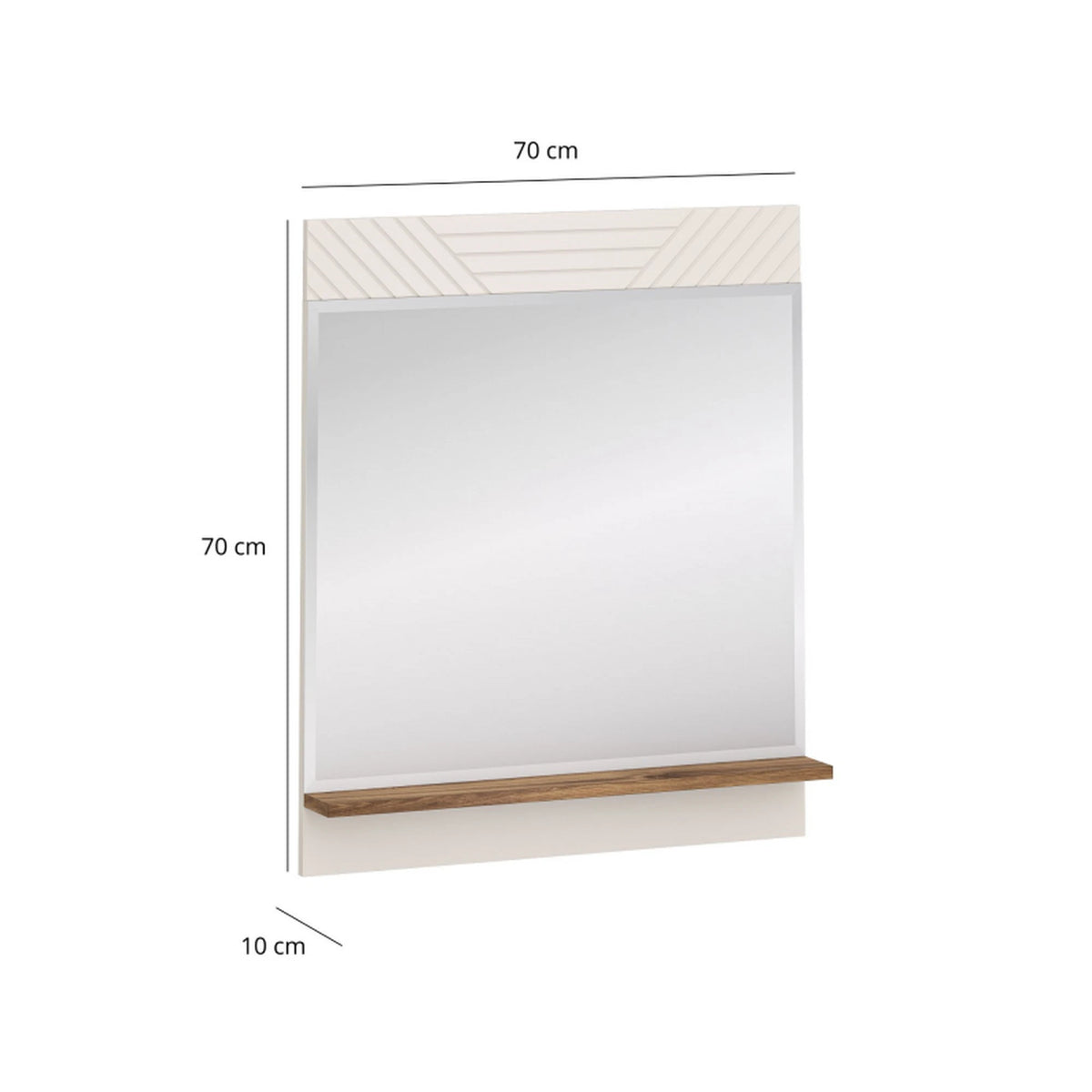 Oglinda cu polita EVO, casmir/stejar, PAL laminat, 70x10x80 cm
