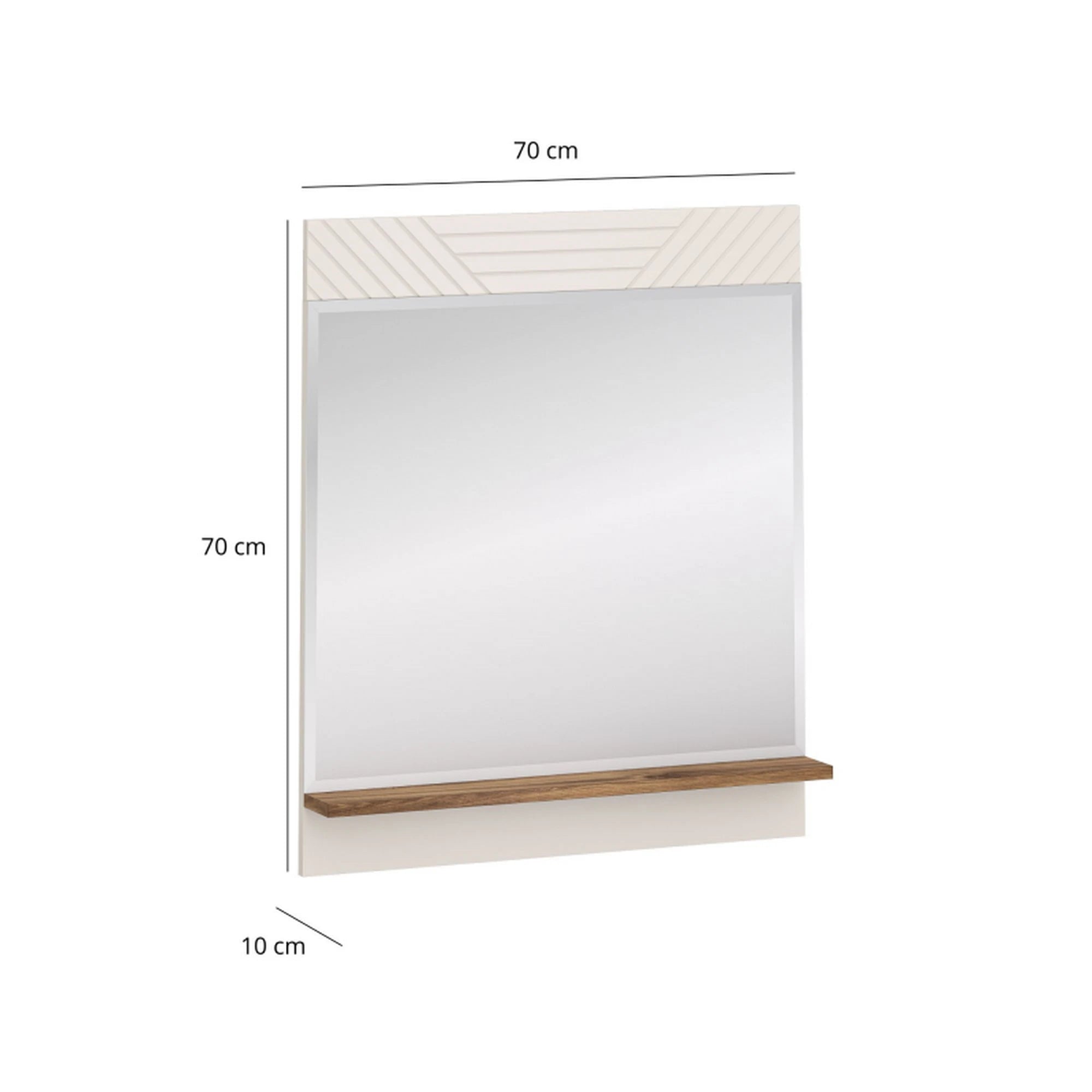 Oglinda cu polita EVO, casmir/stejar, PAL laminat, 70x10x80 cm