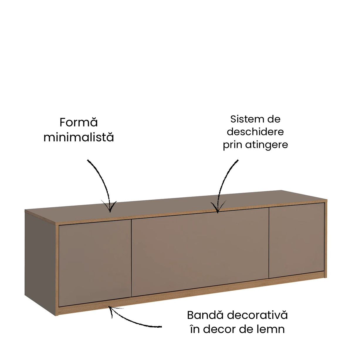 Comoda tv sufragerie COMPLEX, gri, PAL laminat, 170x45x47 cm