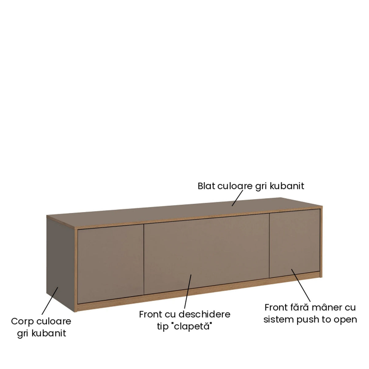 Comoda tv sufragerie COMPLEX, gri, PAL laminat, 170x45x47 cm