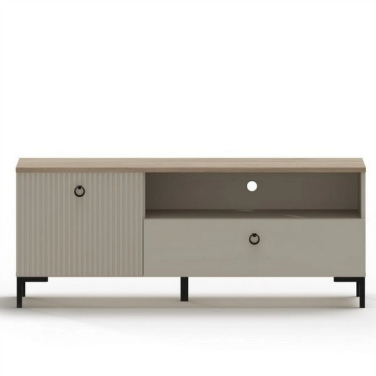 Comoda TV mica DOMINICA, grej/stejar, PAL laminat, 135x41x55 cm